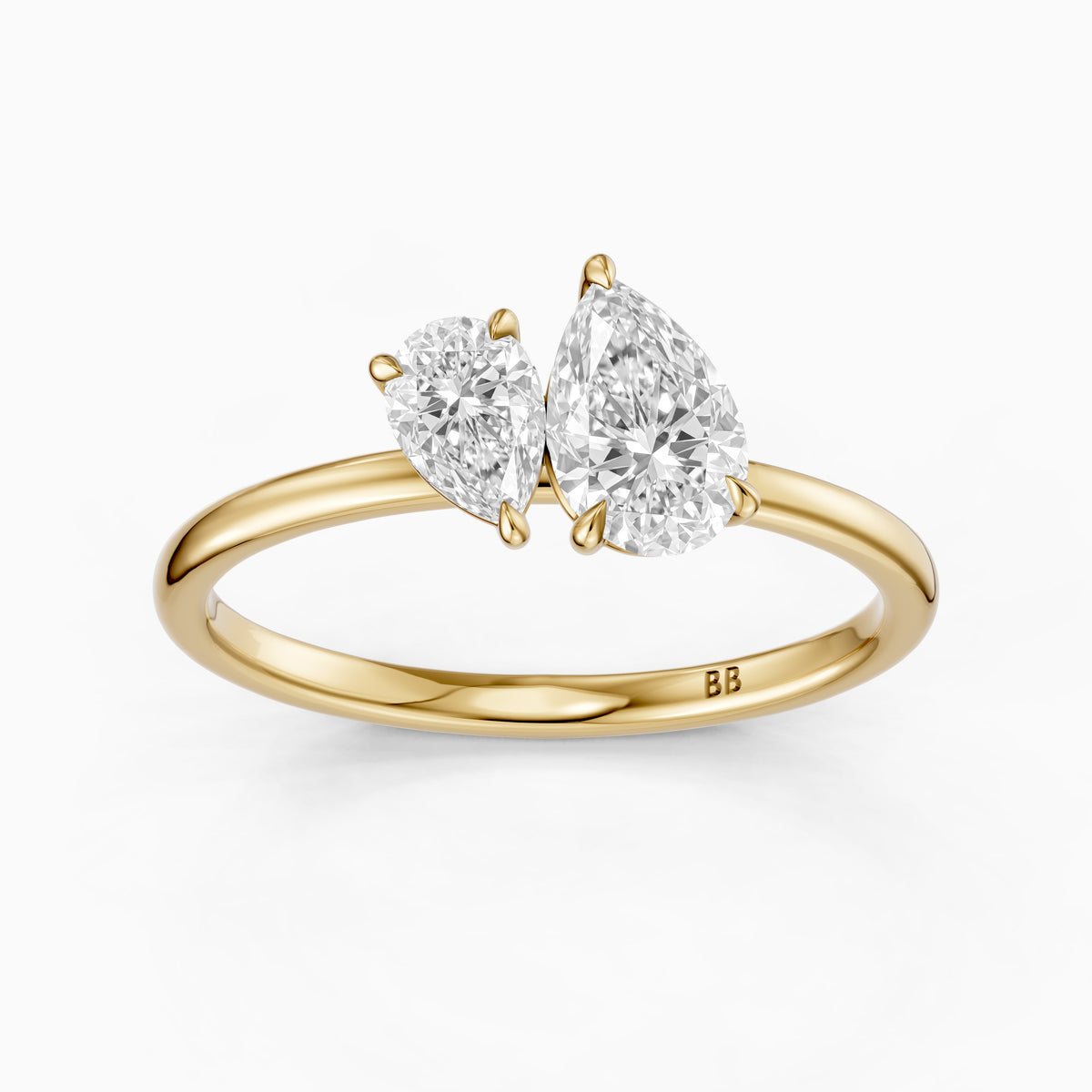 Blaire Toi Et Moi Engagement Ring With Both Pear Moissanite Diamonds