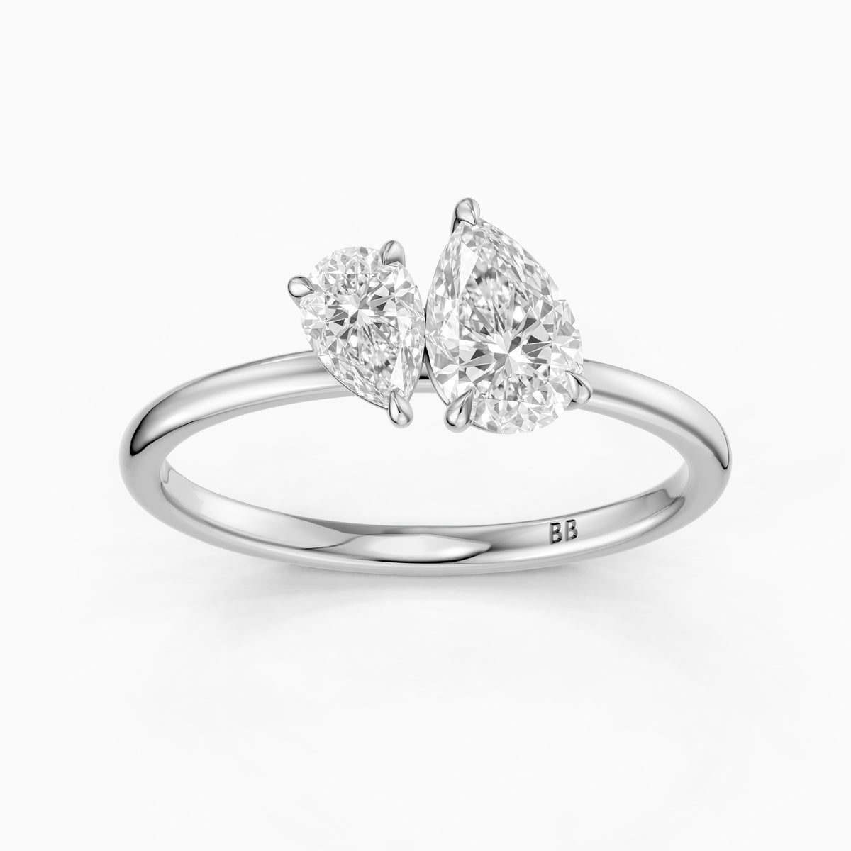Blaire Toi Et Moi Engagement Ring With Both Pear Moissanite Diamonds