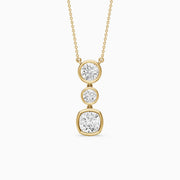 Amari Three Stone Cushion Cut and Round Cut Lab Grown Diamond Pendant