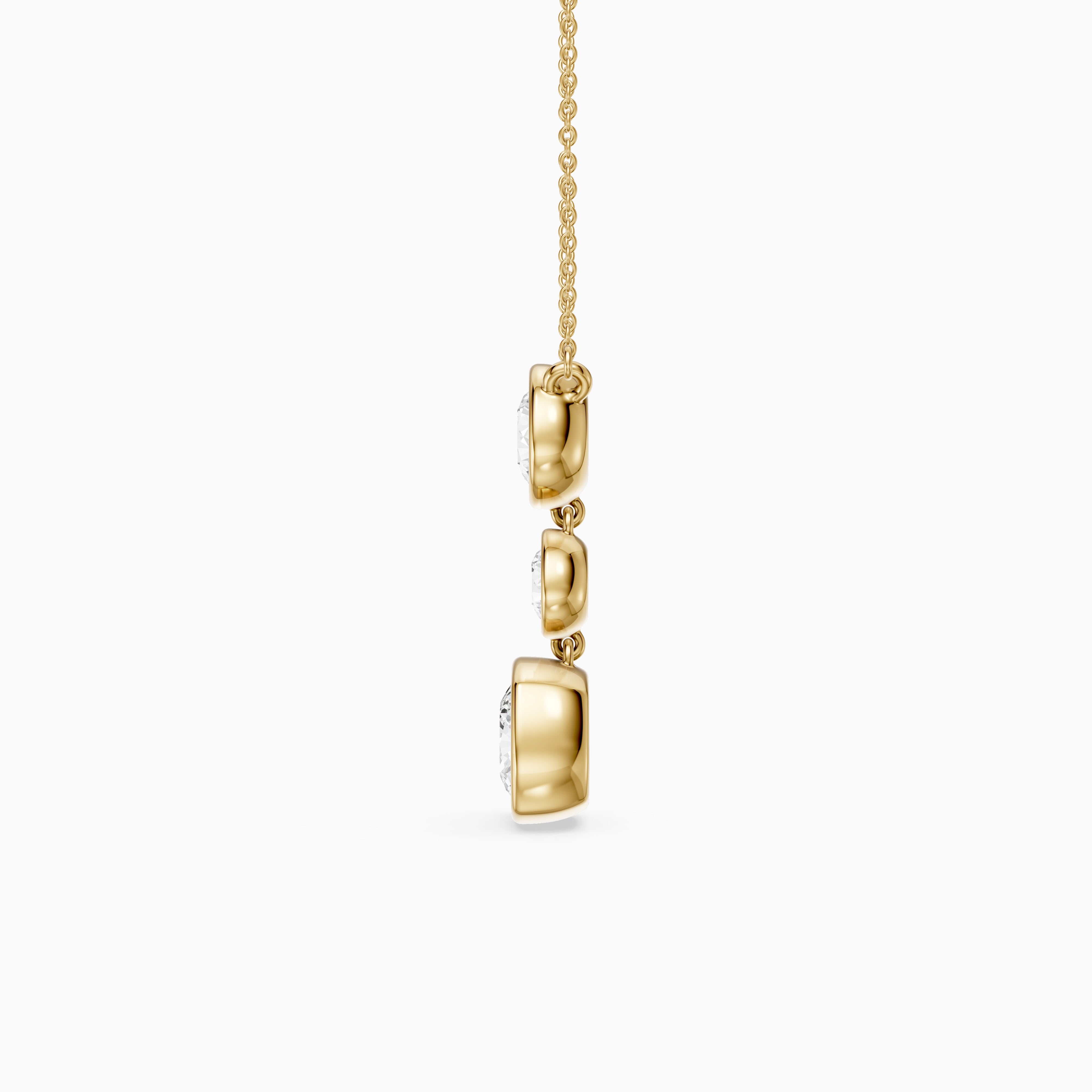 Amari Three Stone Cushion Cut and Round Cut Lab Grown Diamond Pendant