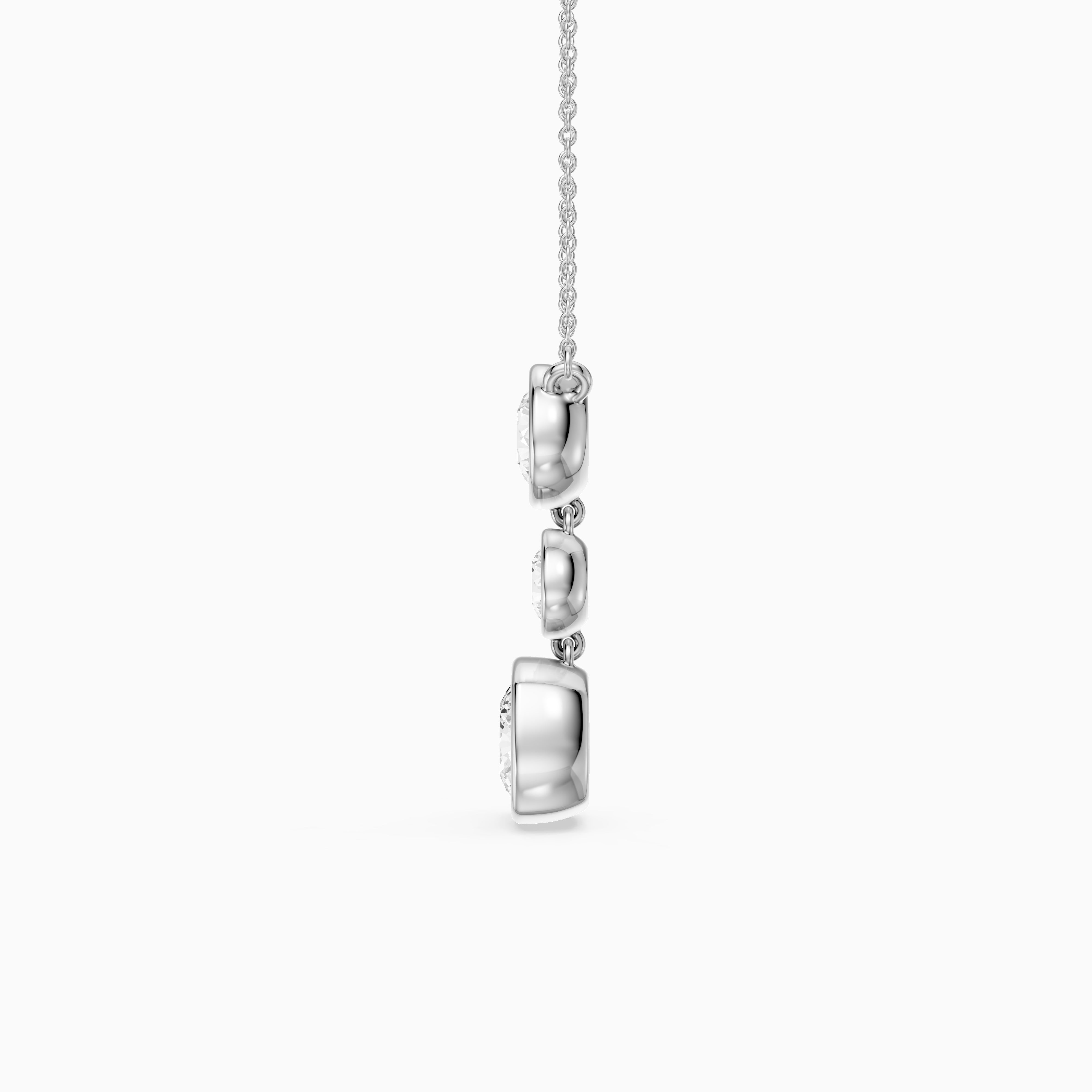Amari Three Stone Cushion Cut and Round Cut Lab Grown Diamond Pendant