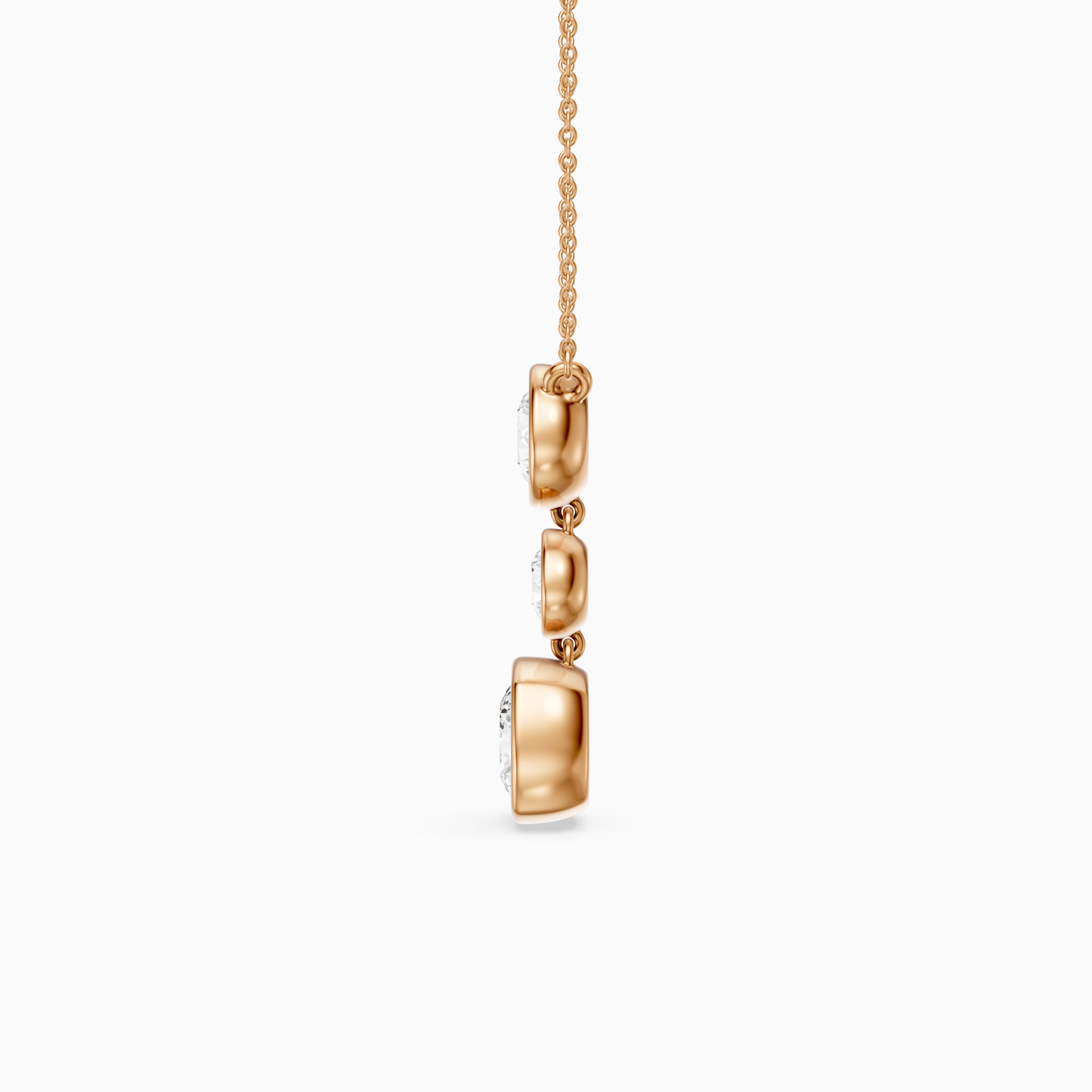 Amari Three Stone Cushion Cut and Round Cut Lab Grown Diamond Pendant