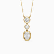 Demi Elongated Cushion and Round Bezel Lab Grown Diamond Drop Pendant
