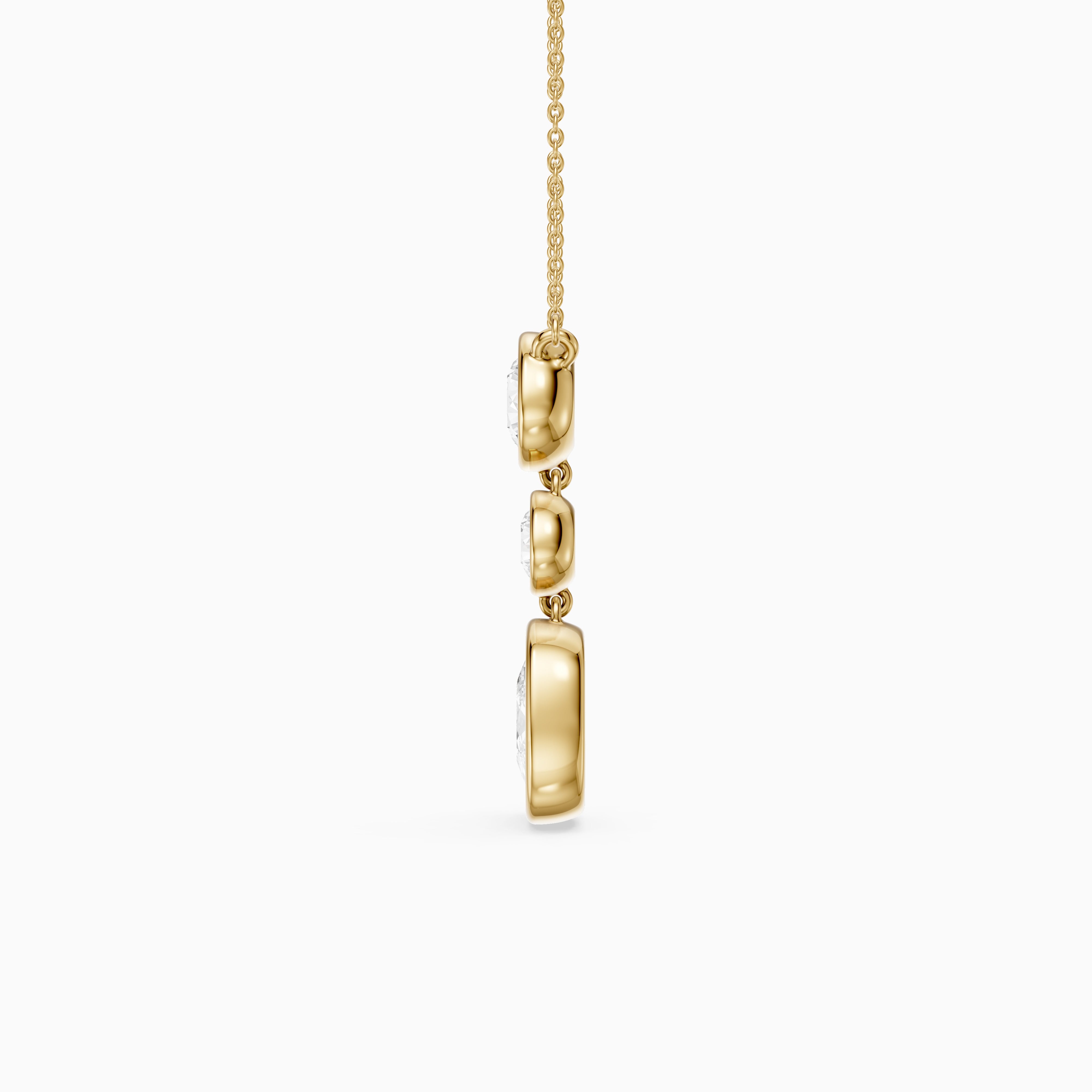 Demi Elongated Cushion and Round Bezel Lab Grown Diamond Drop Pendant