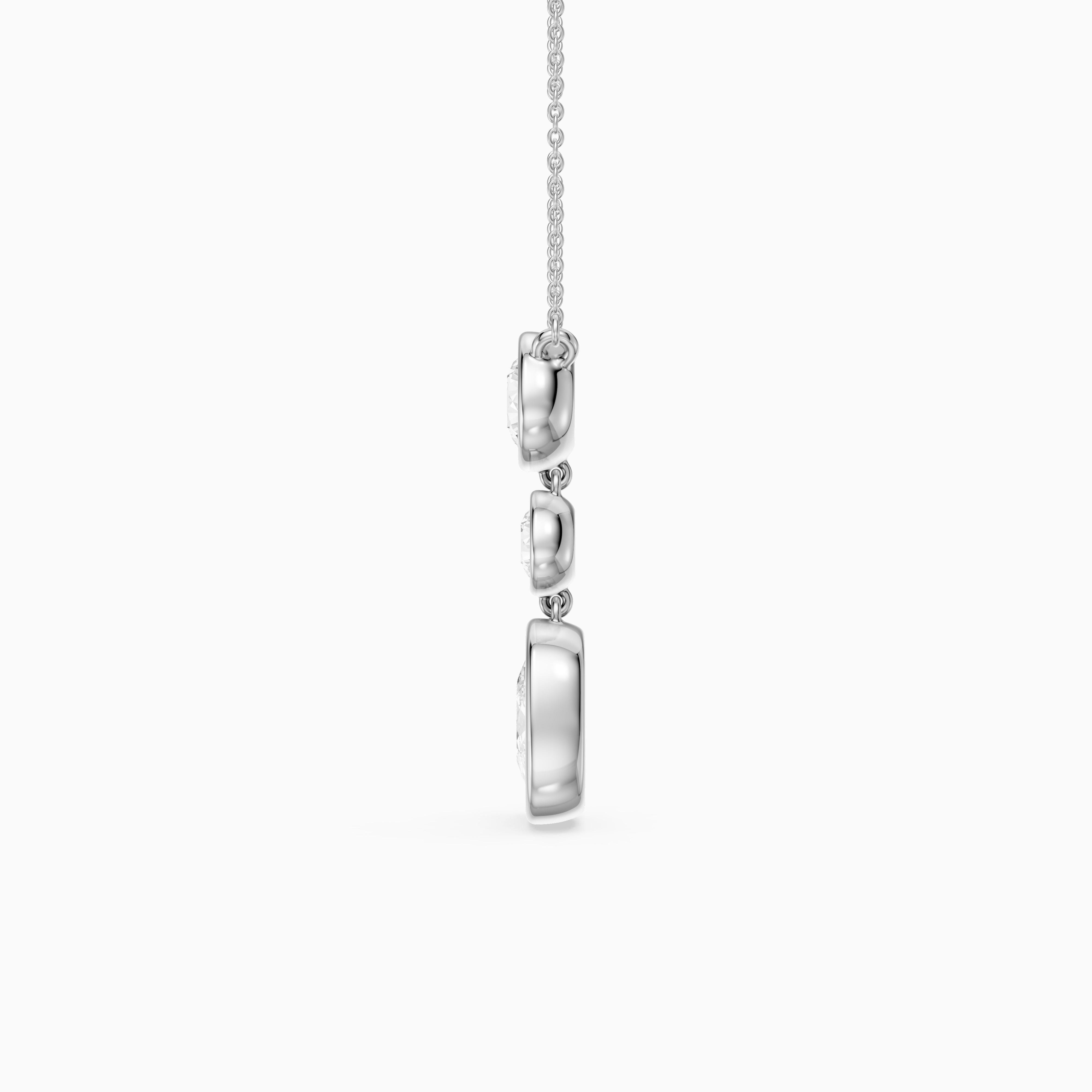 Demi Elongated Cushion and Round Bezel Lab Grown Diamond Drop Pendant