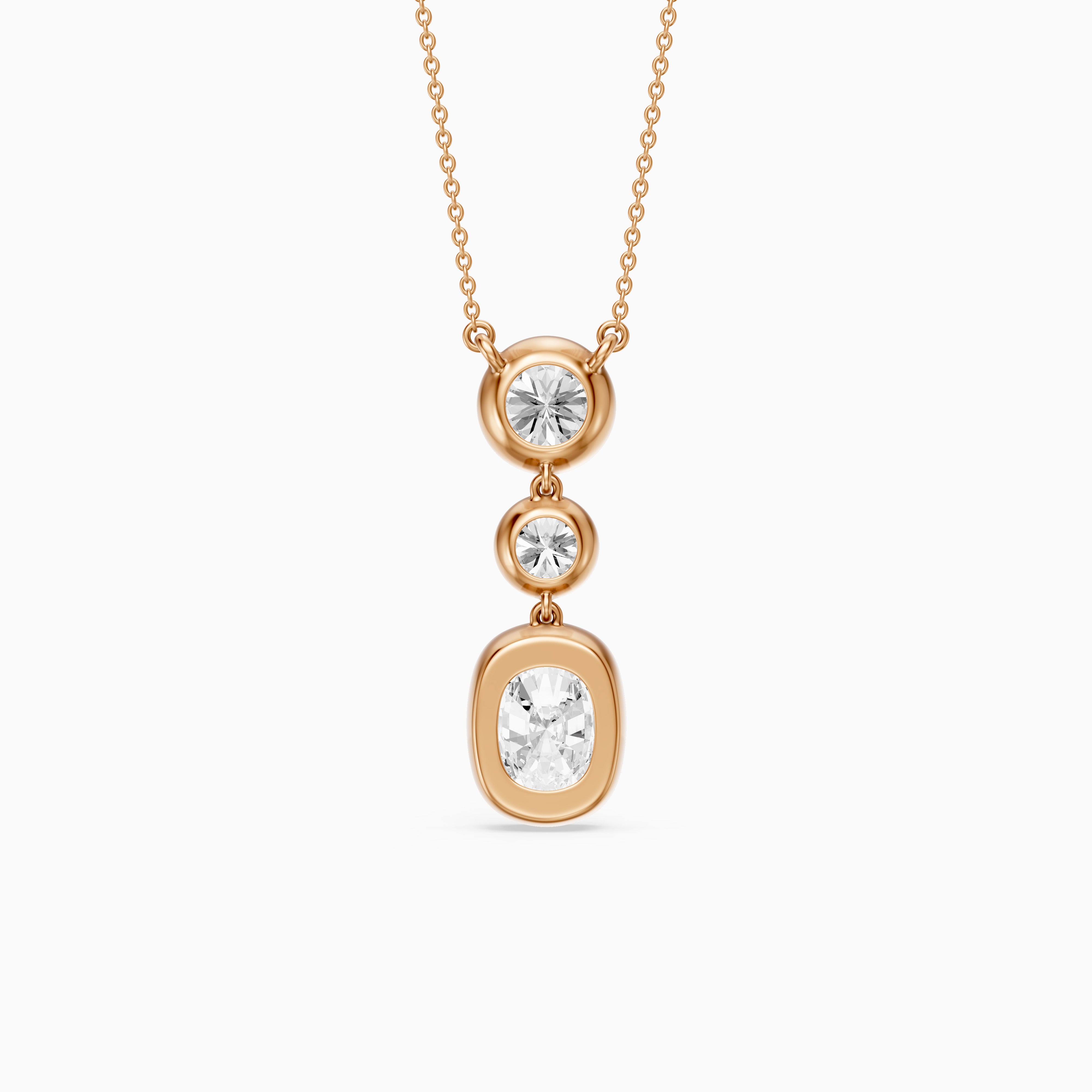 Demi Elongated Cushion and Round Bezel Lab Grown Diamond Drop Pendant