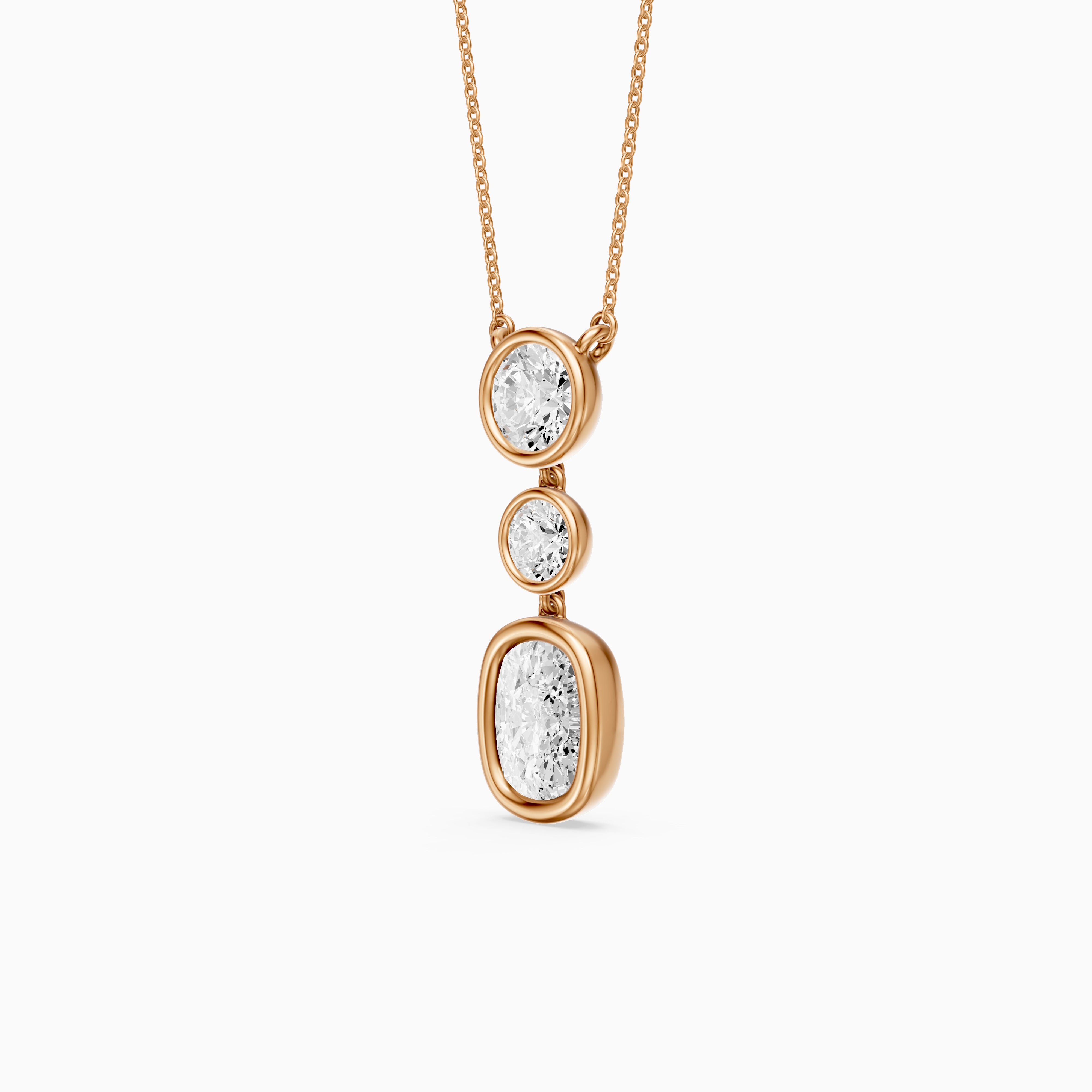 Demi Elongated Cushion and Round Bezel Lab Grown Diamond Drop Pendant