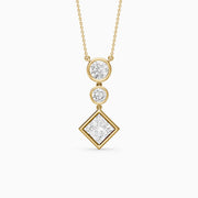 Giselle Princess Cut and Round Cut Bezel Lab Grown Diamond Pendant