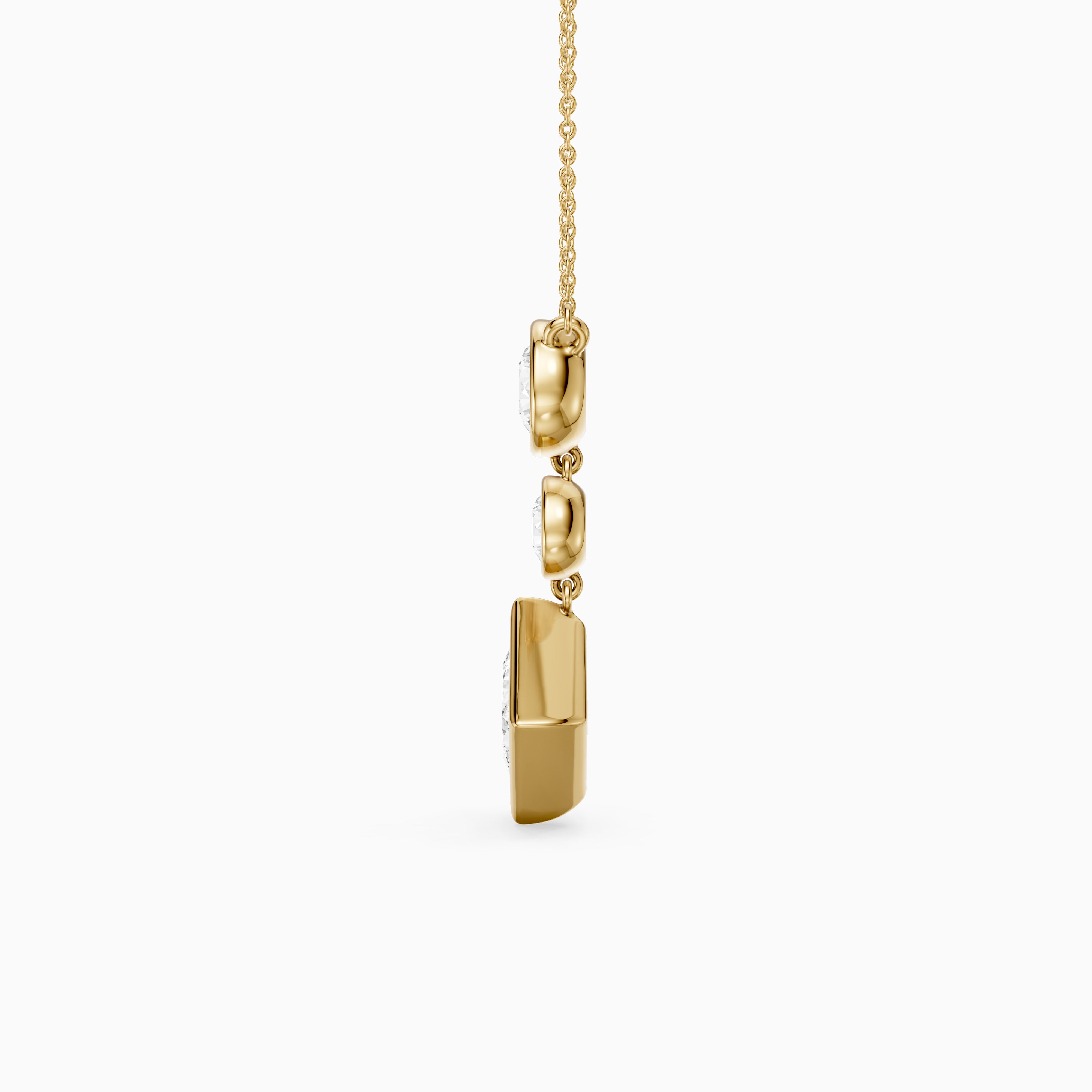 Giselle Princess Cut and Round Cut Bezel Lab Grown Diamond Pendant
