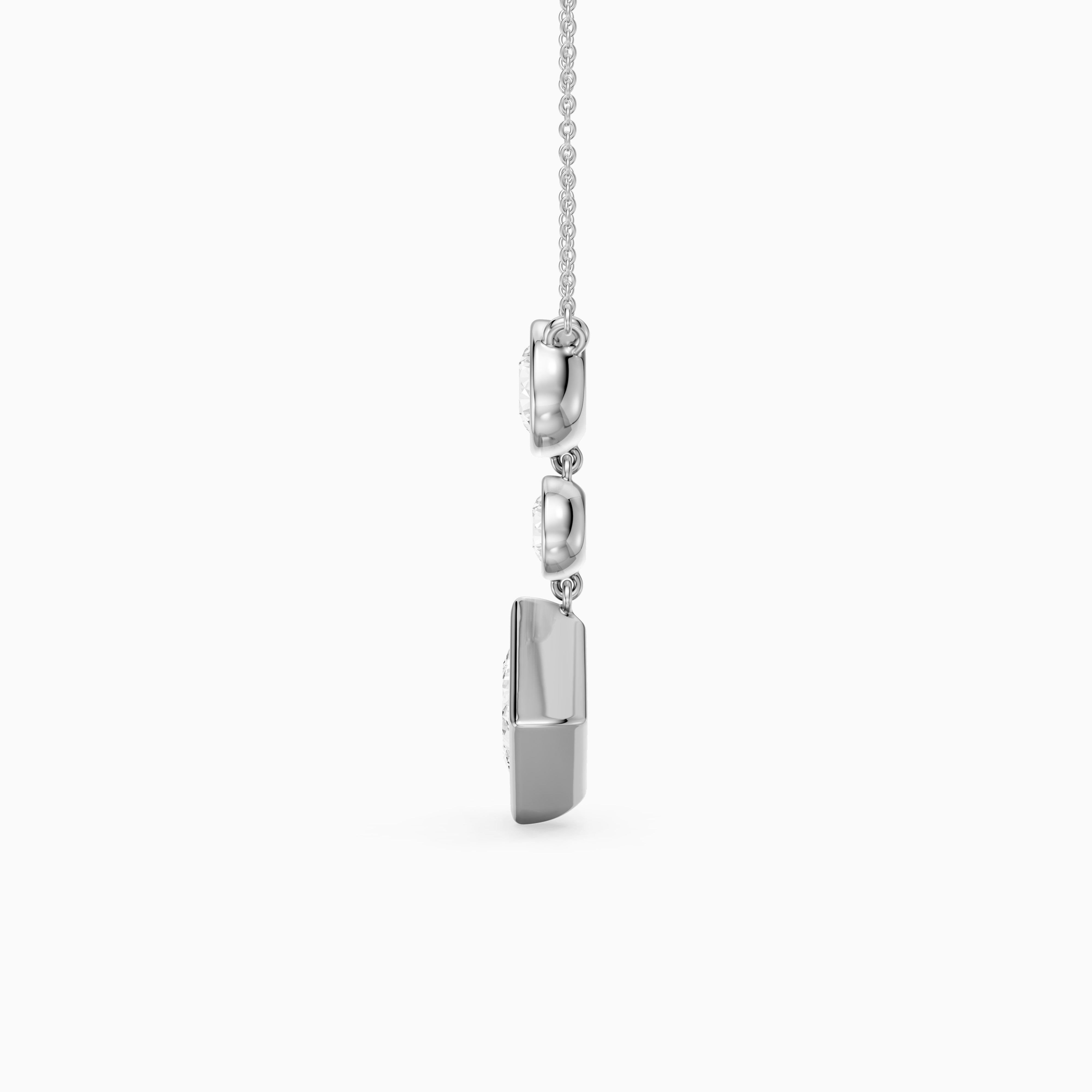 Giselle Princess Cut and Round Cut Bezel Lab Grown Diamond Pendant