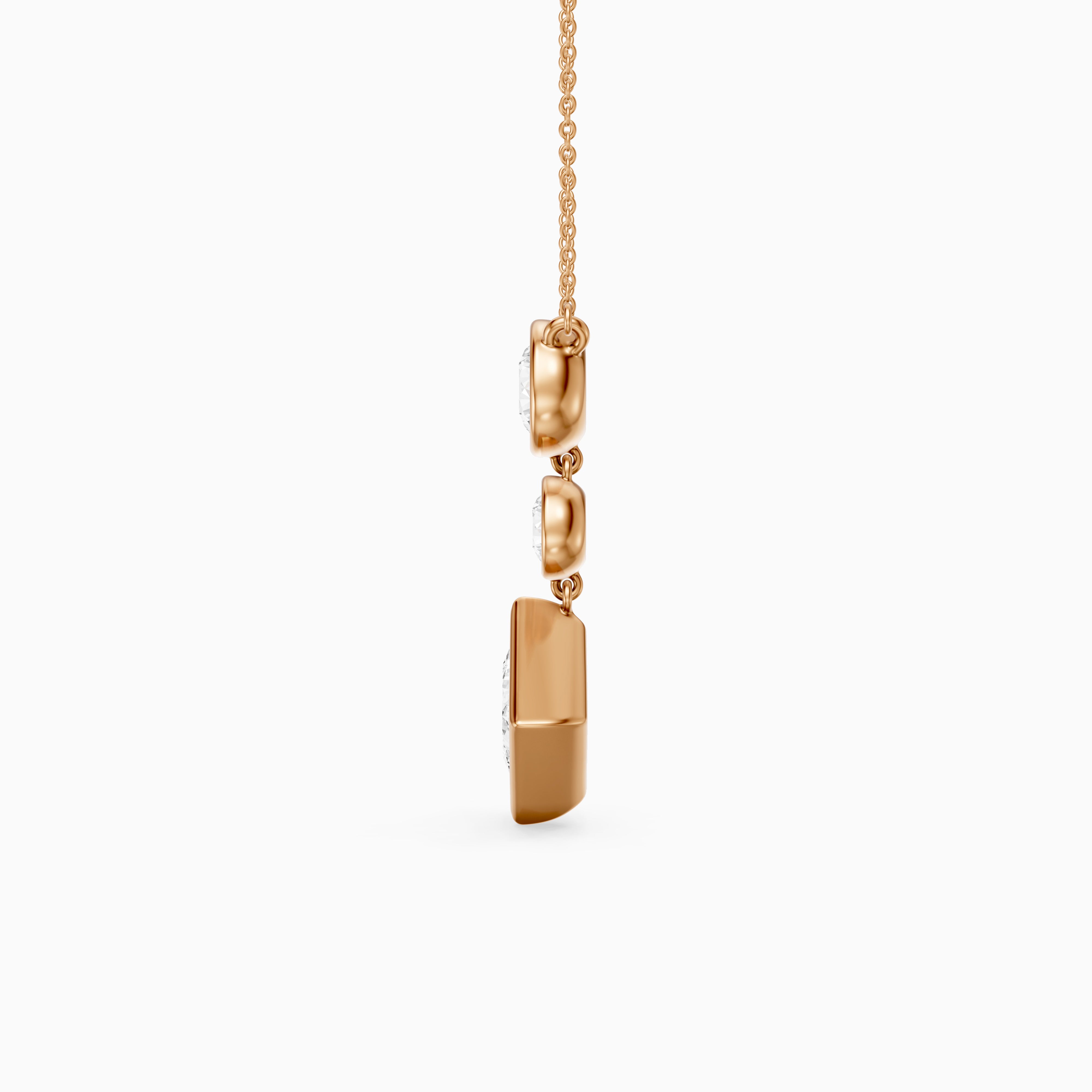 Giselle Princess Cut and Round Cut Bezel Lab Grown Diamond Pendant
