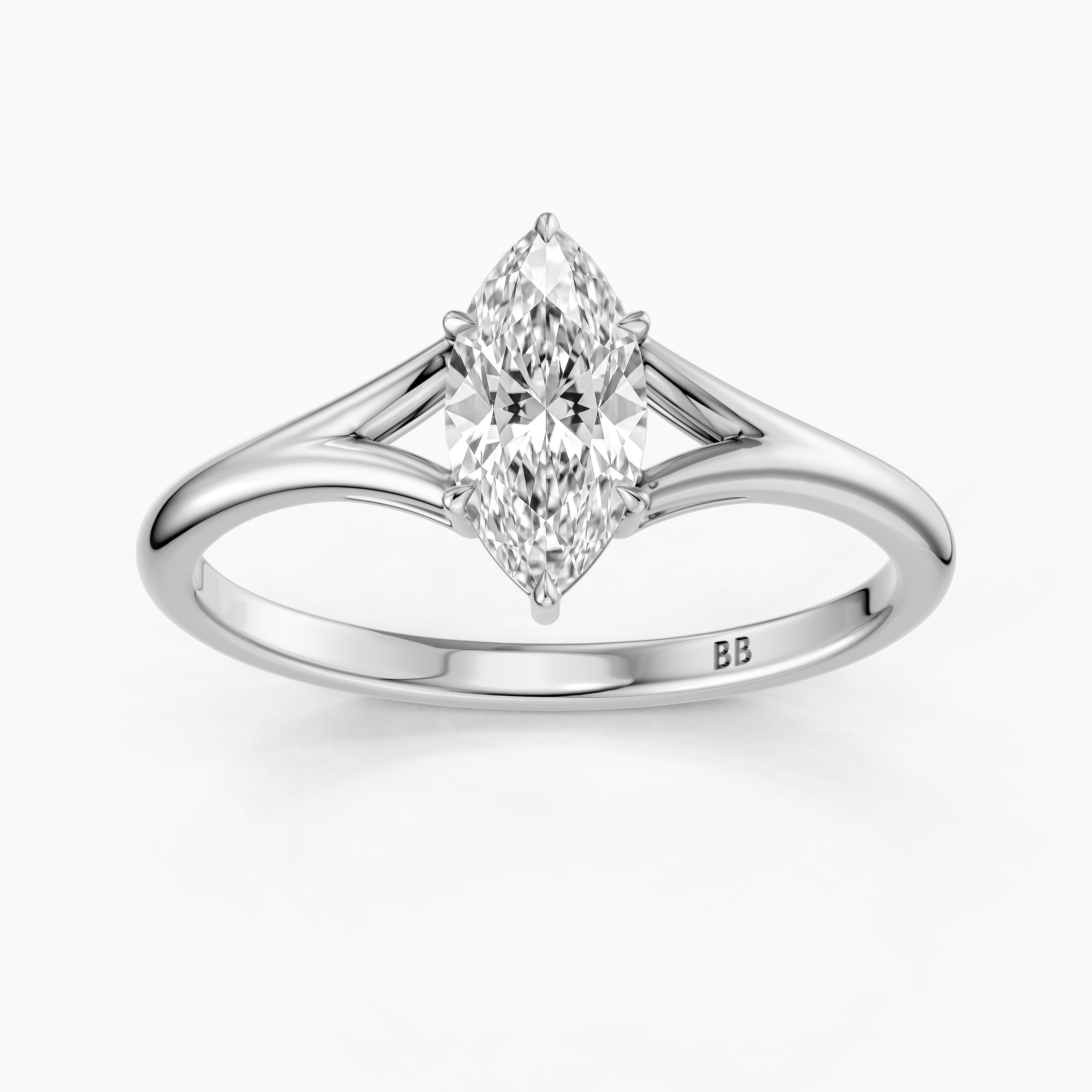 Elara Marquise Cut Lab Grown Diamond Ring with Split Cathedral Shank