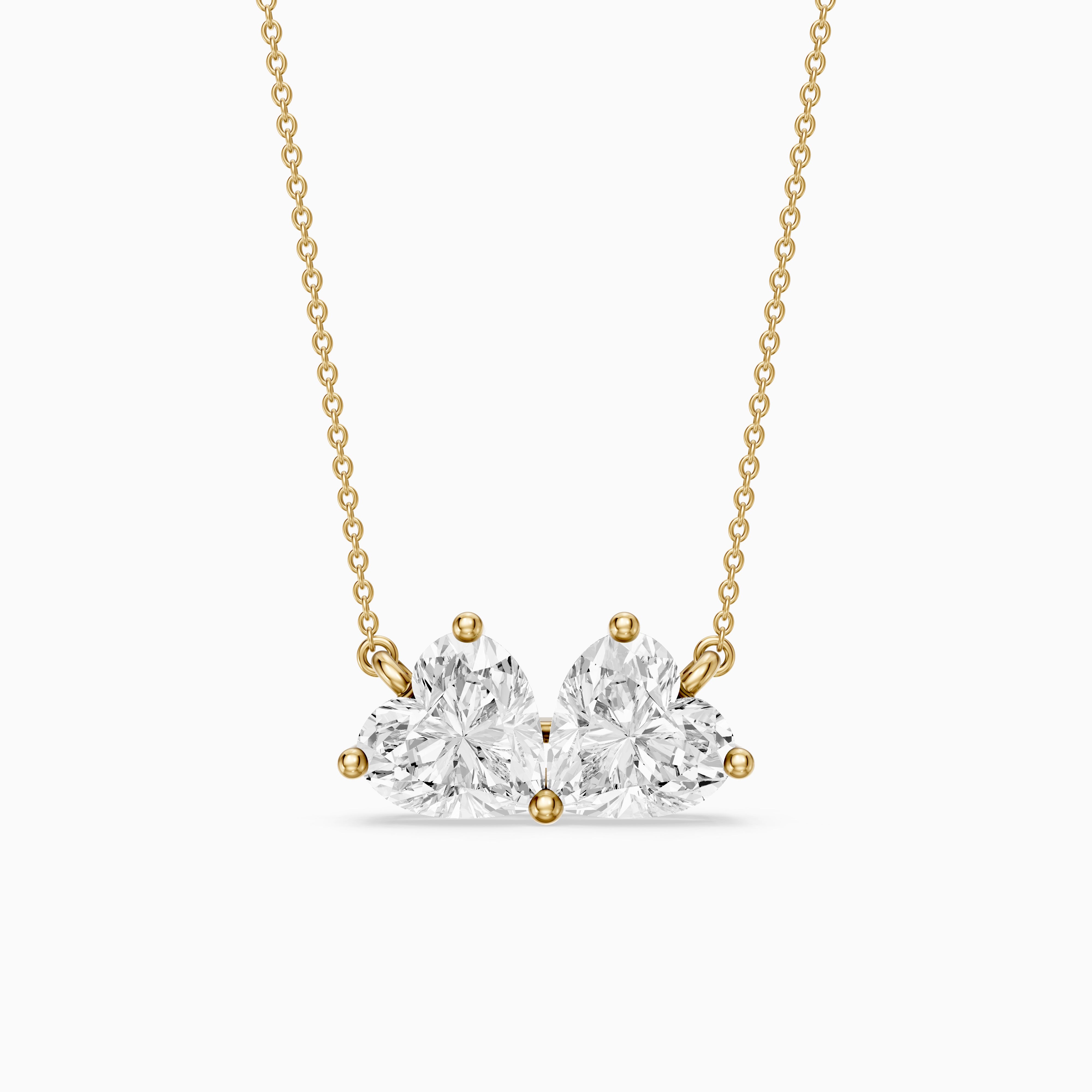 Nicole Heart Shape Lab Grown Diamond Toi et Moi Pendant