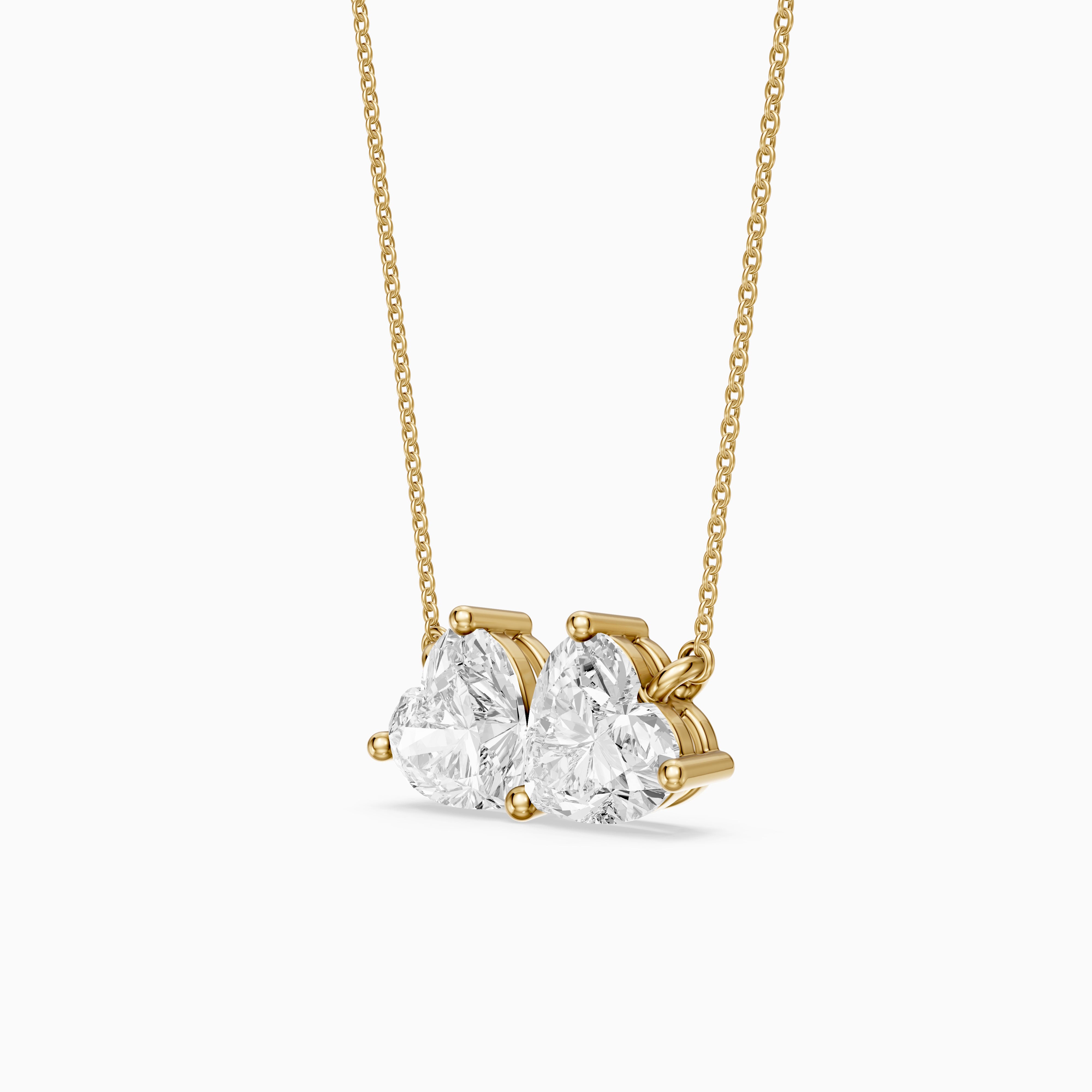 Nicole Heart Shape Lab Grown Diamond Toi et Moi Pendant