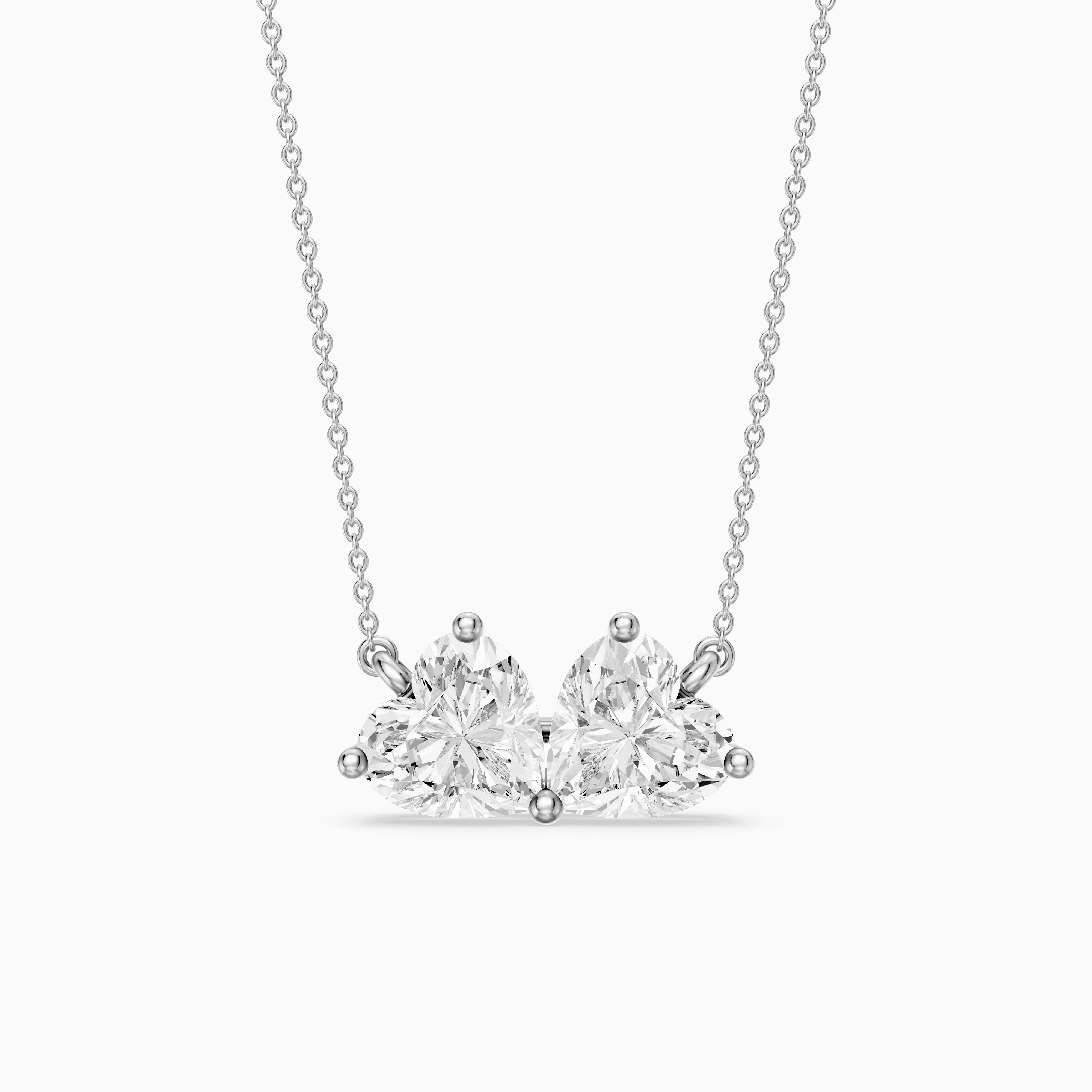 Nicole Heart Shape Lab Grown Diamond Toi et Moi Pendant