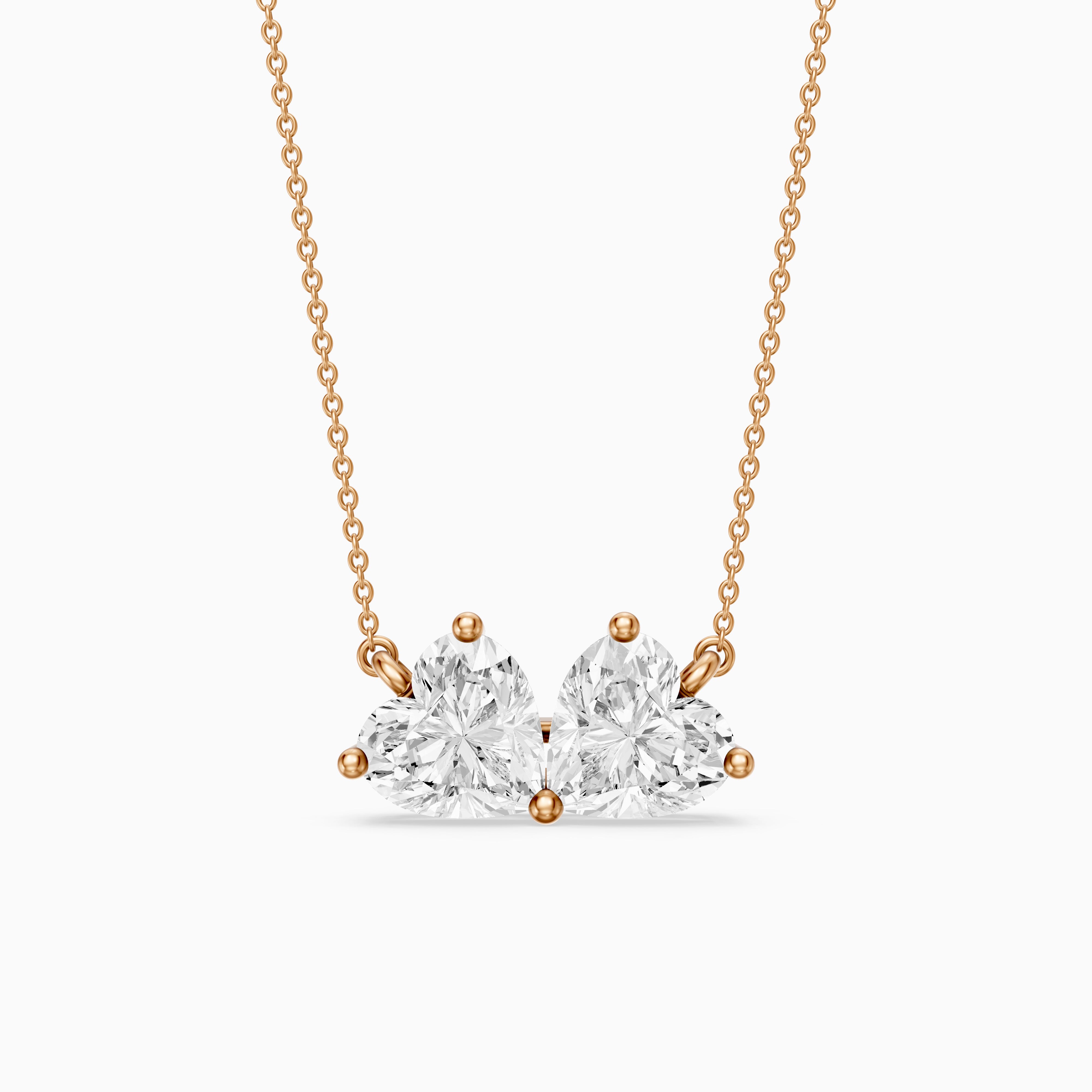 Nicole Heart Shape Lab Grown Diamond Toi et Moi Pendant