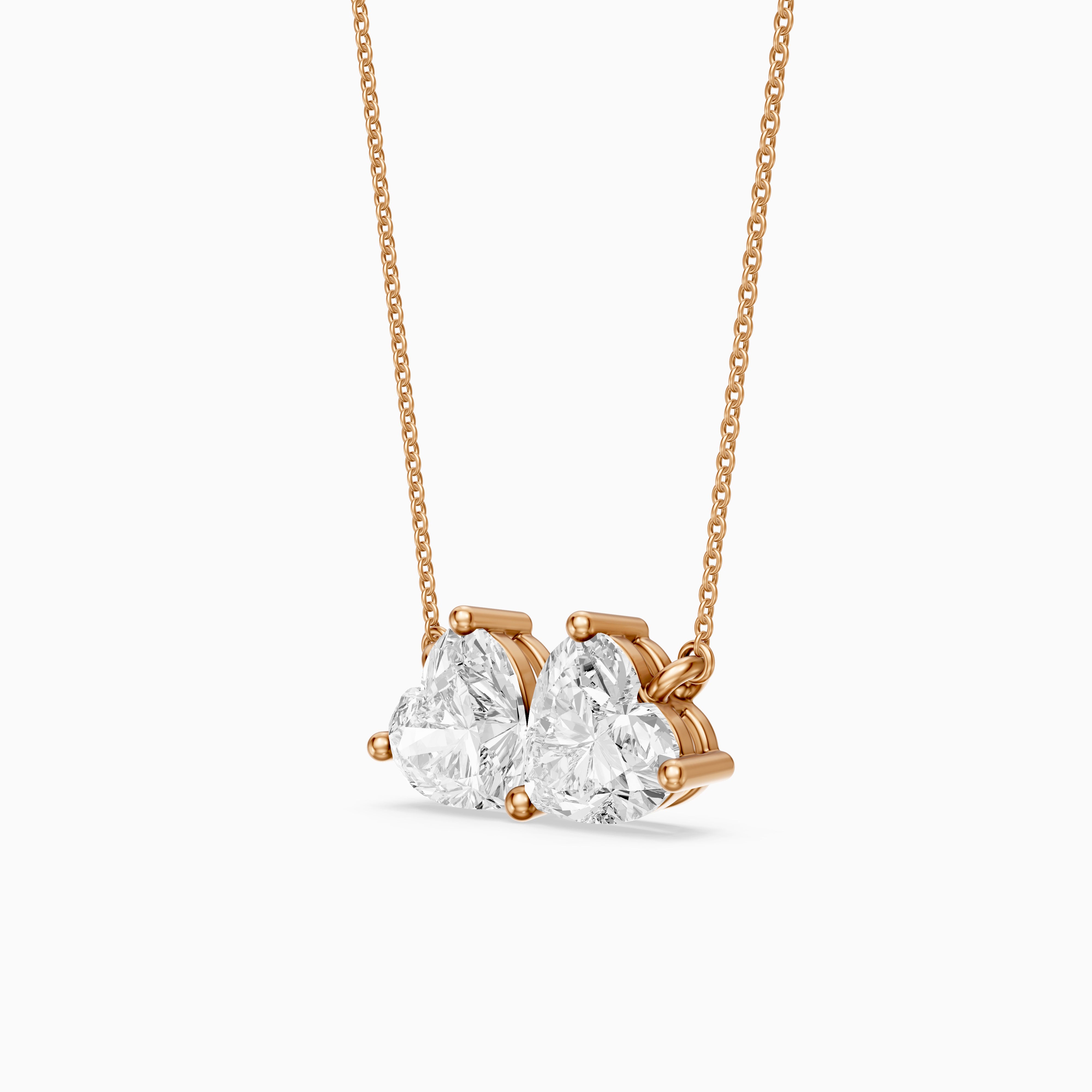 Nicole Heart Shape Lab Grown Diamond Toi et Moi Pendant