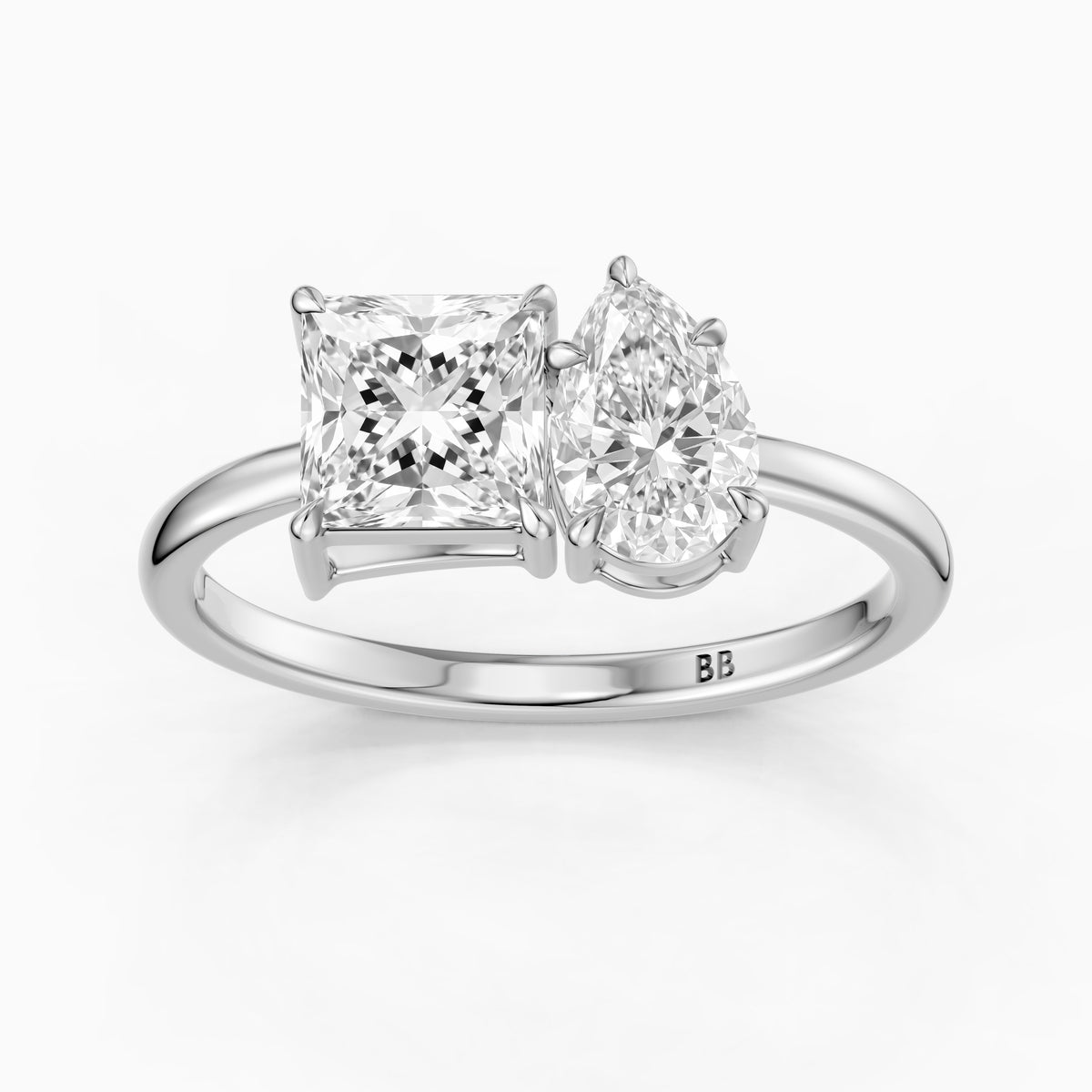 Caison Toi Et Moi Engagement Ring With Princess and Pear Two Stone Lab Grown Diamond