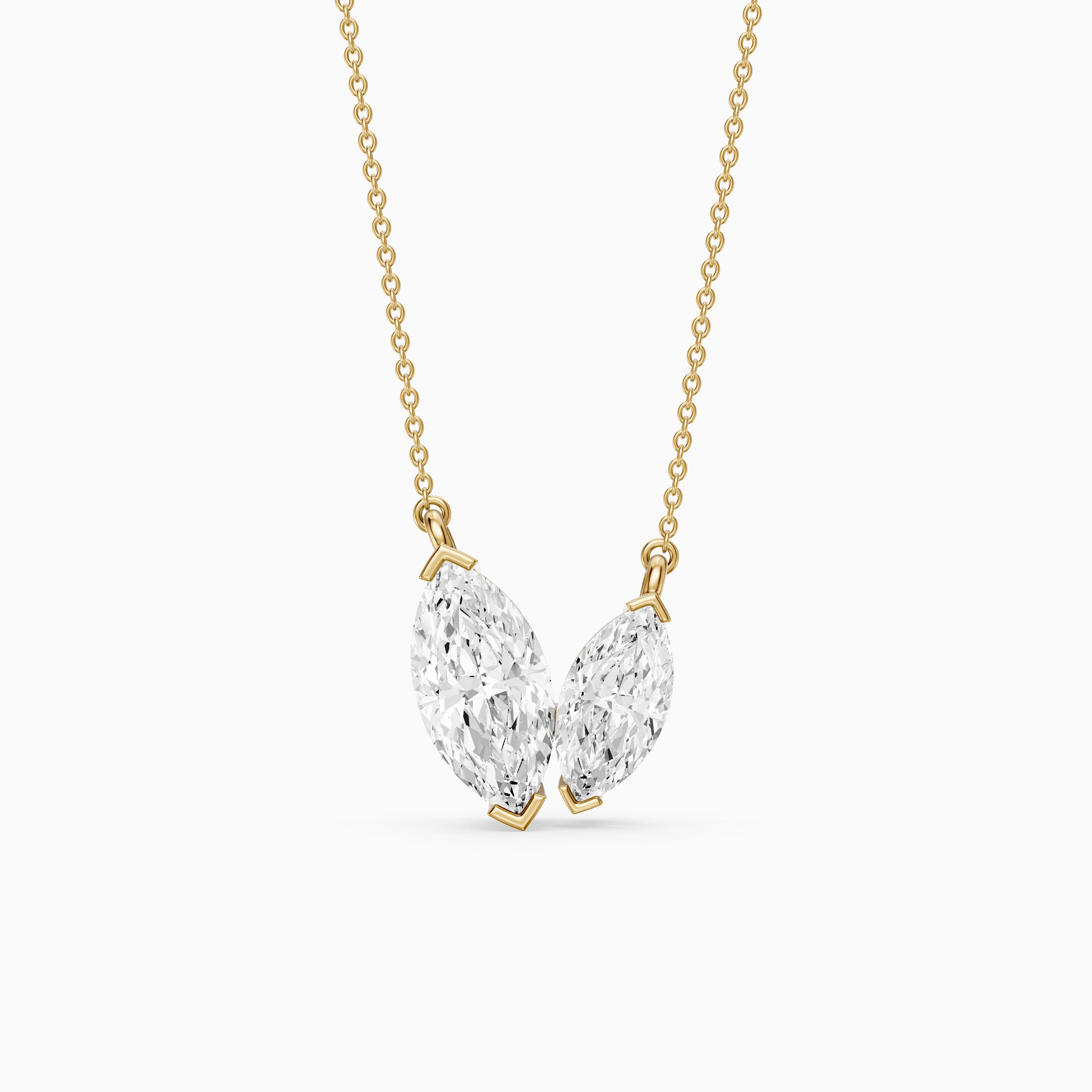 Blaire Marquise Cut Lab Grown Diamond Toi et Moi Pendant