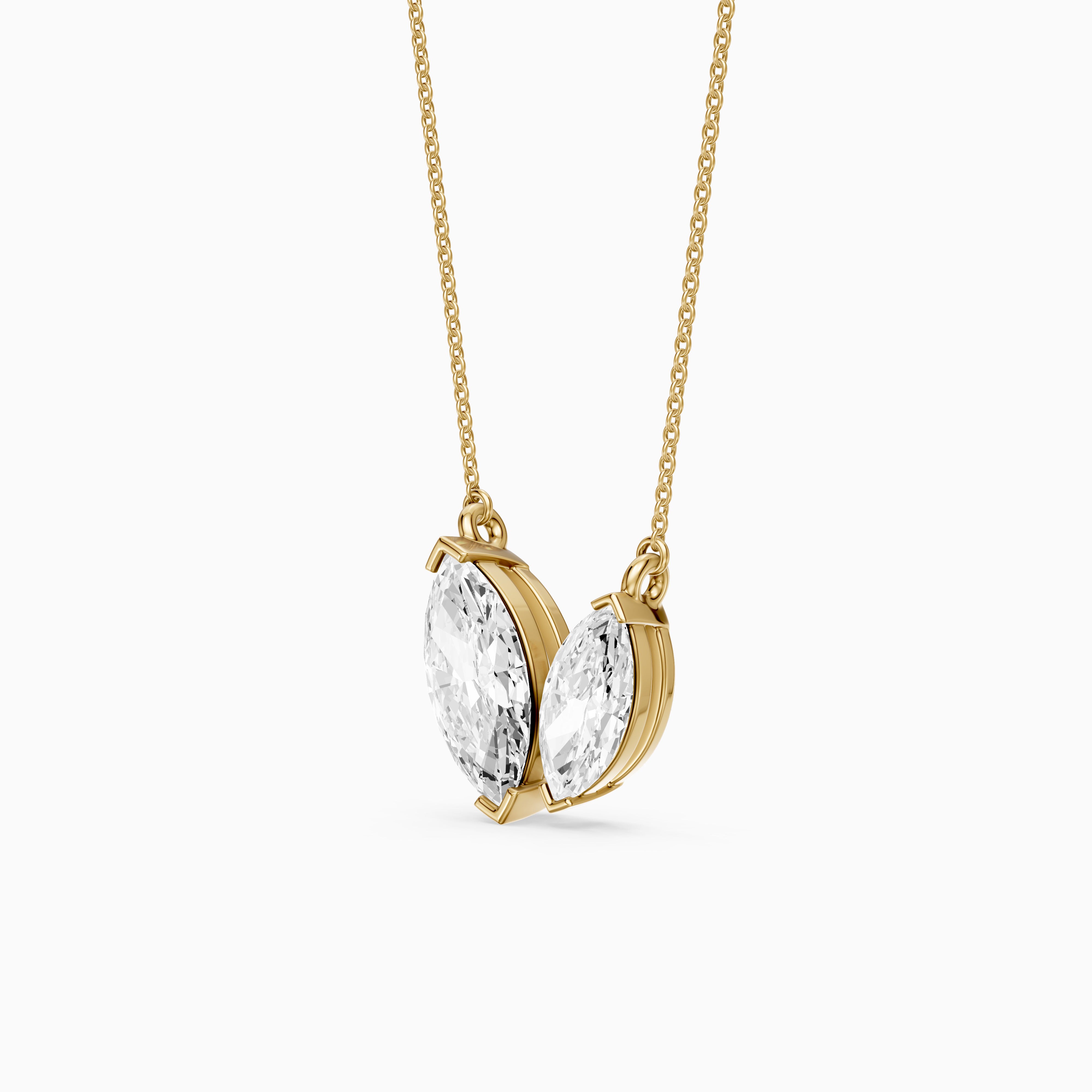 Blaire Marquise Cut Lab Grown Diamond Toi et Moi Pendant