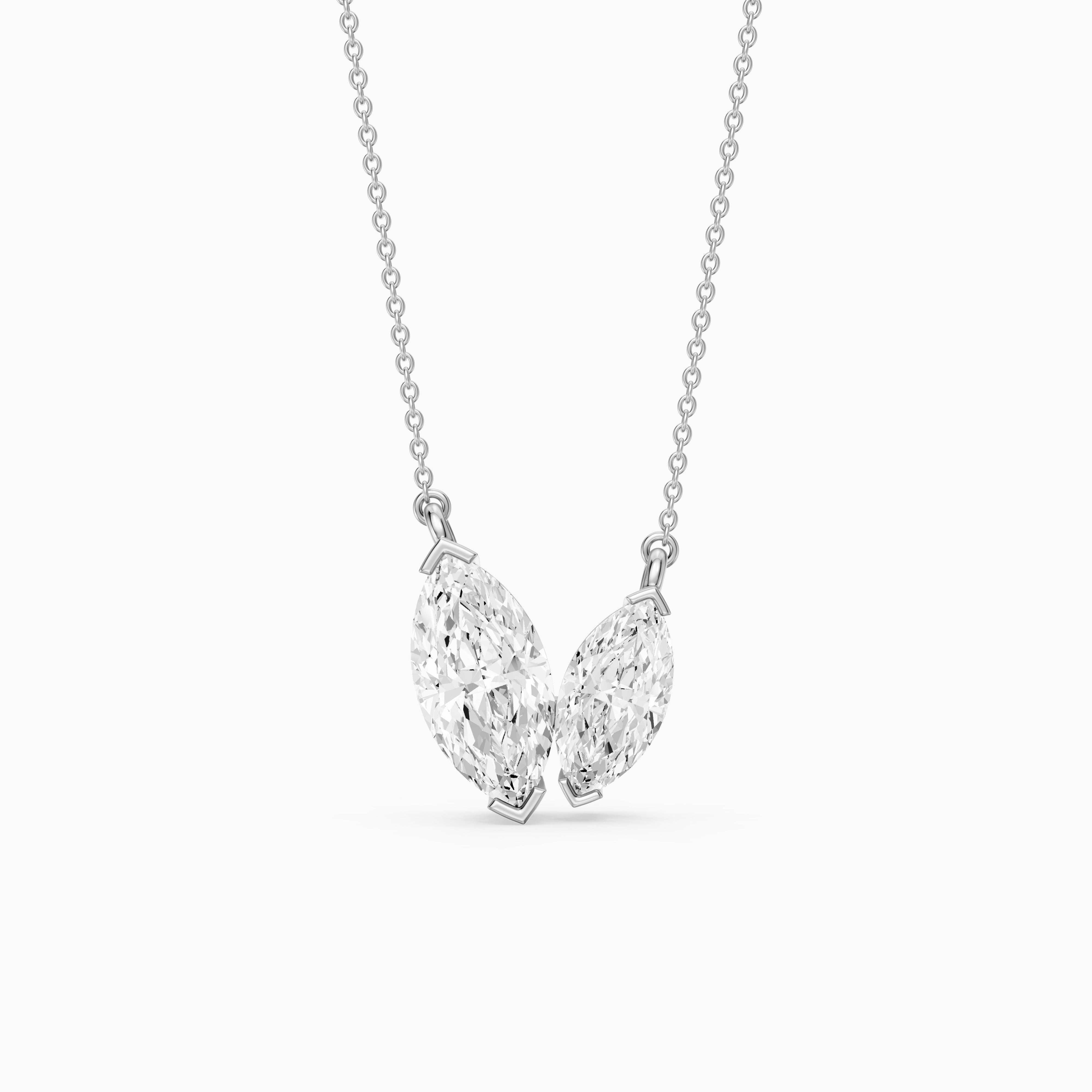 Blaire Marquise Cut Lab Grown Diamond Toi et Moi Pendant