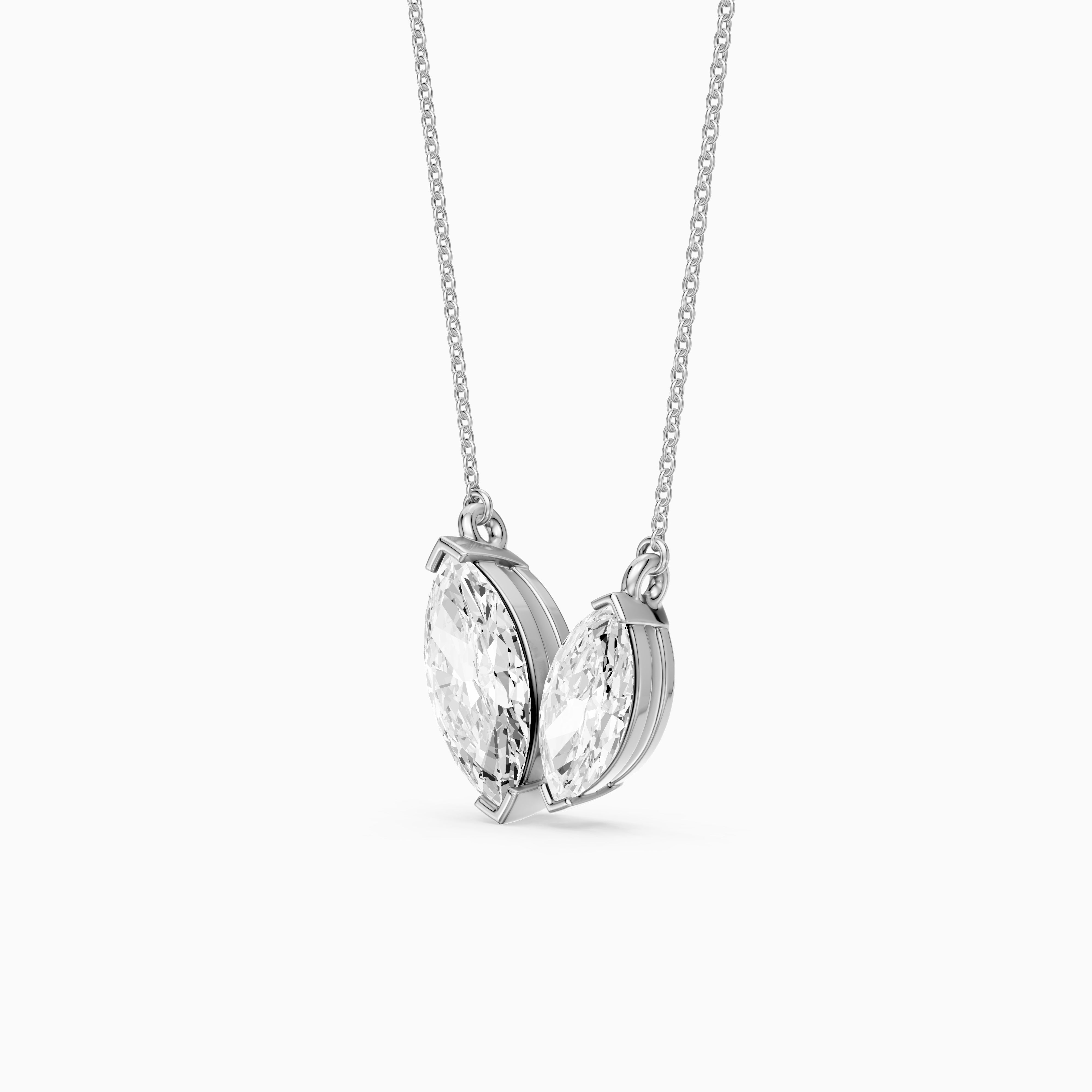 Blaire Marquise Cut Lab Grown Diamond Toi et Moi Pendant
