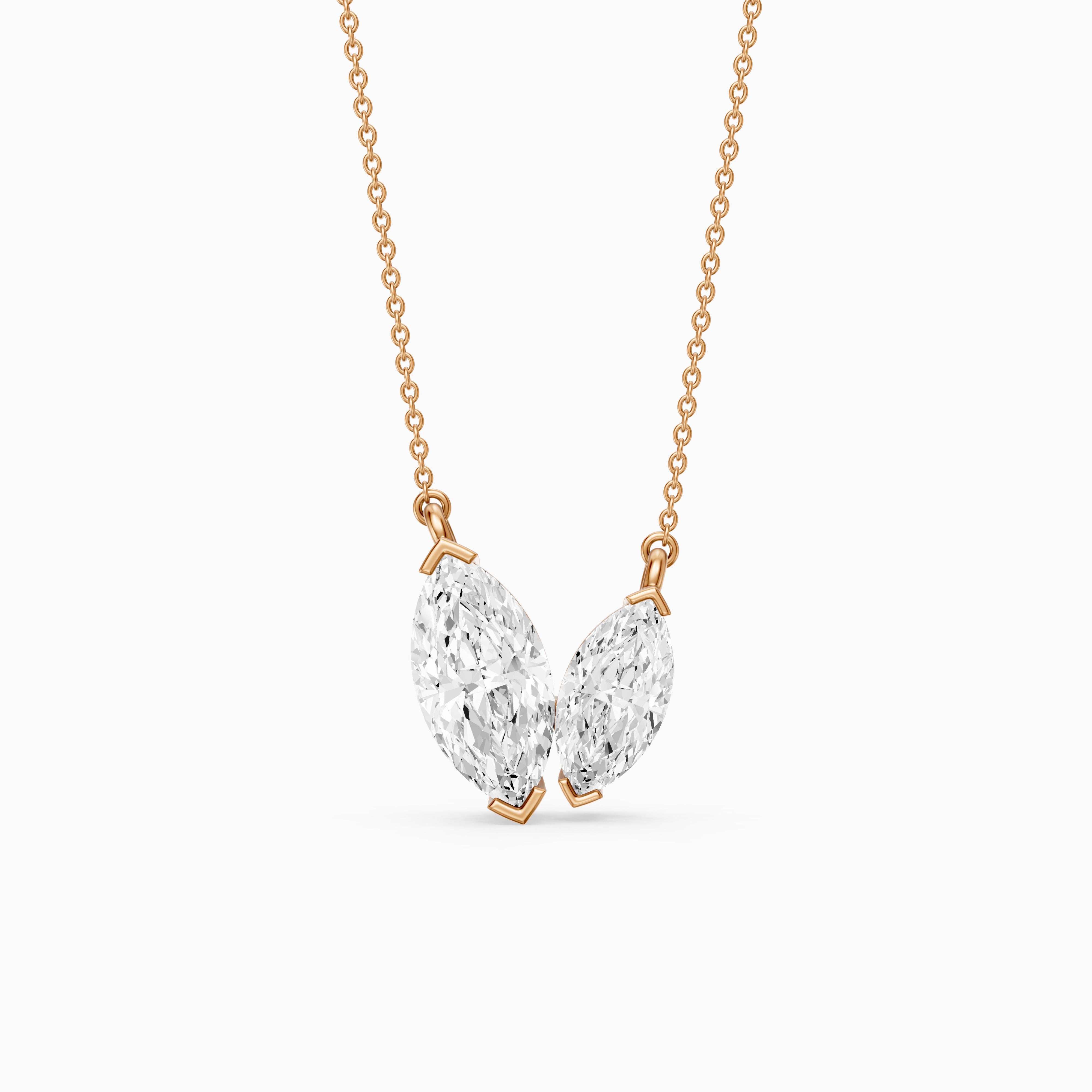 Blaire Marquise Cut Lab Grown Diamond Toi et Moi Pendant