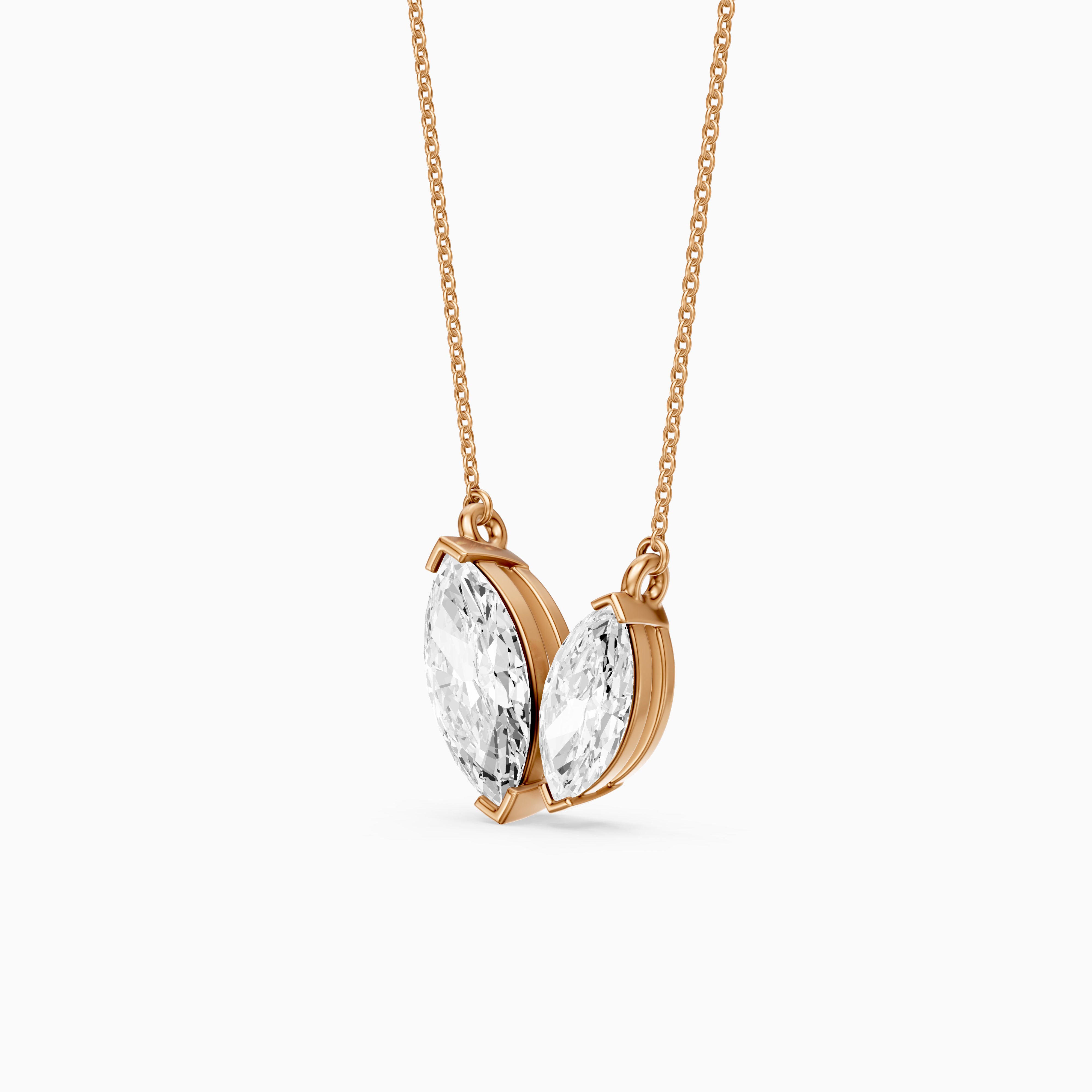 Blaire Marquise Cut Lab Grown Diamond Toi et Moi Pendant