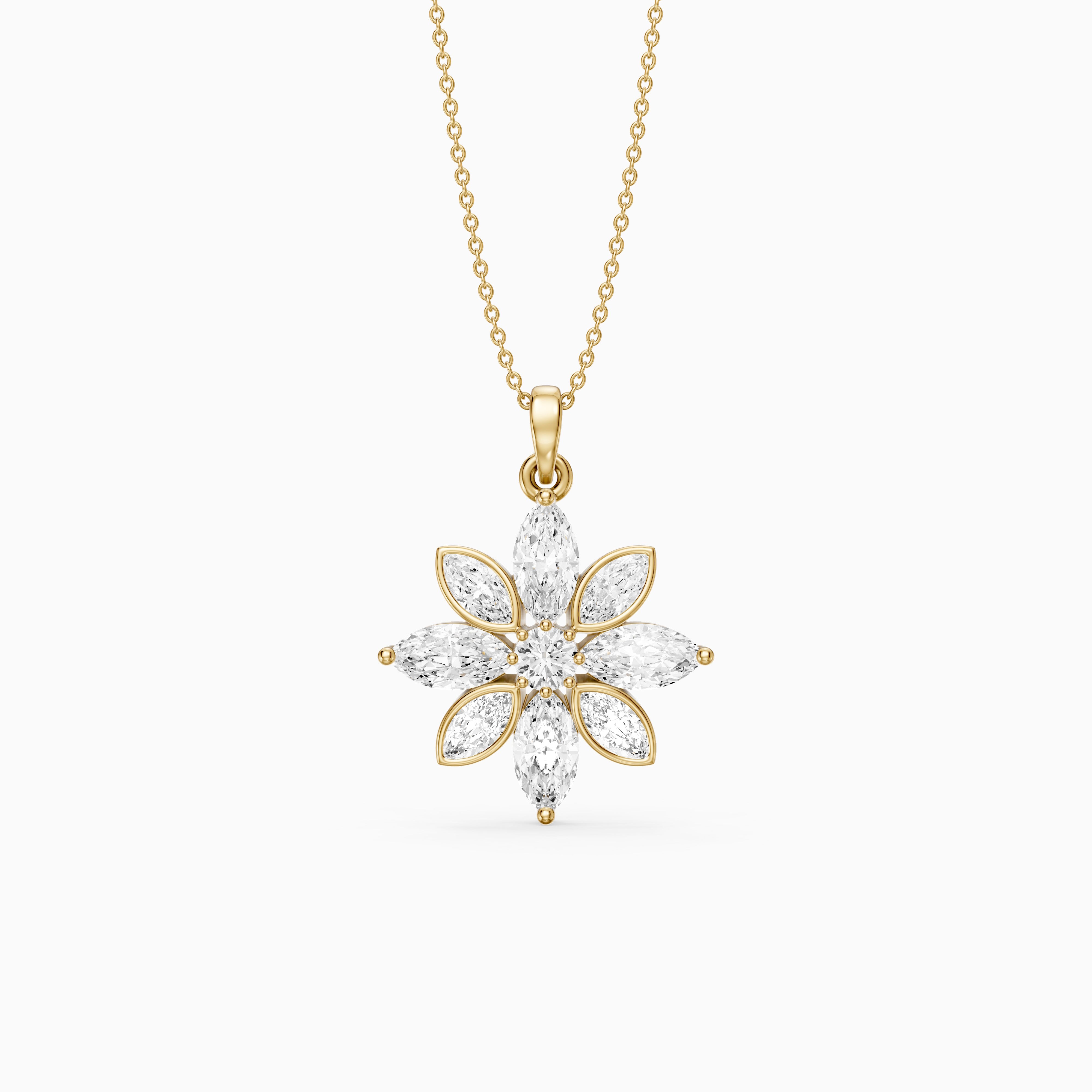 Kira Marquise Cut Lab Grown Diamond Flower Pendant
