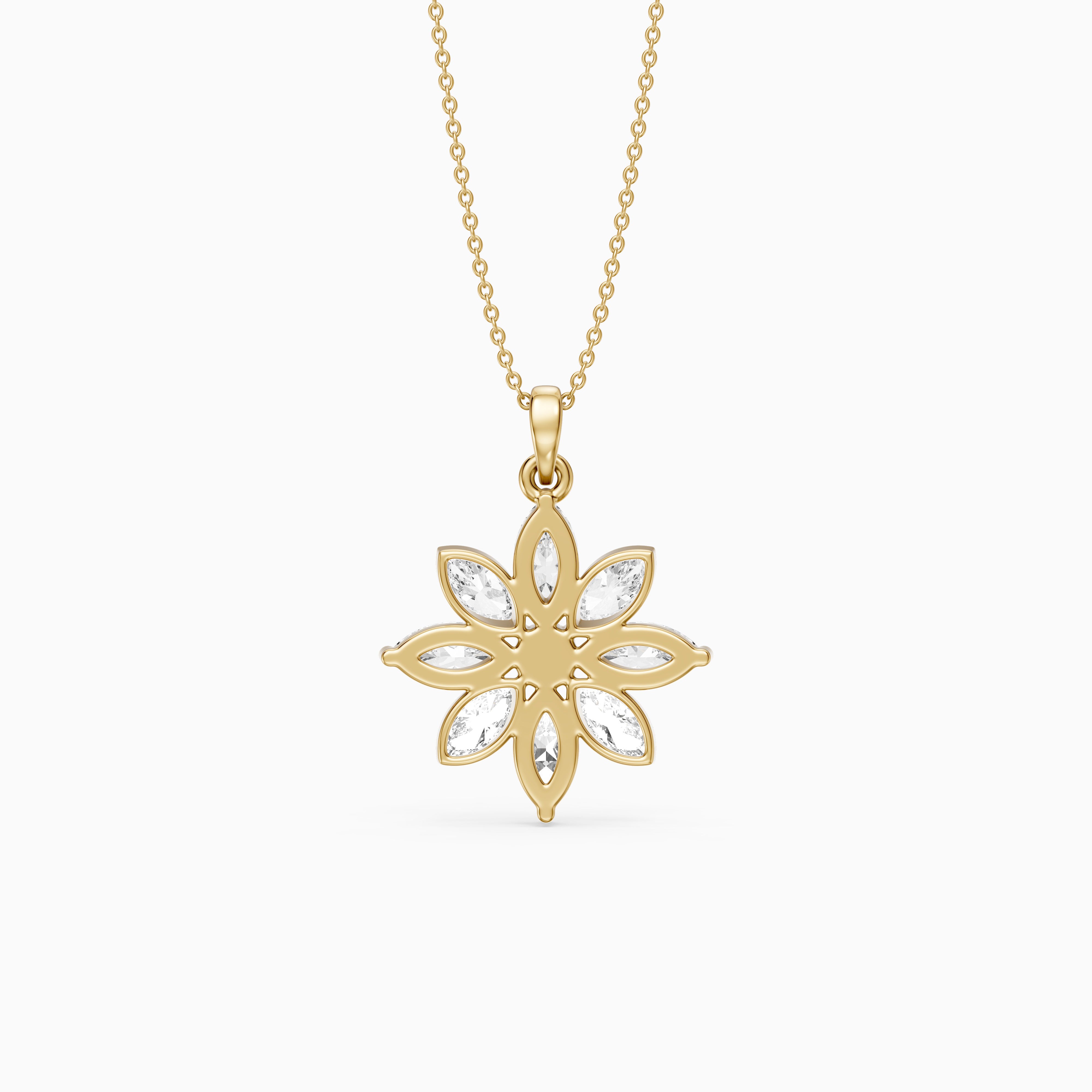 Kira Marquise Cut Lab Grown Diamond Flower Pendant
