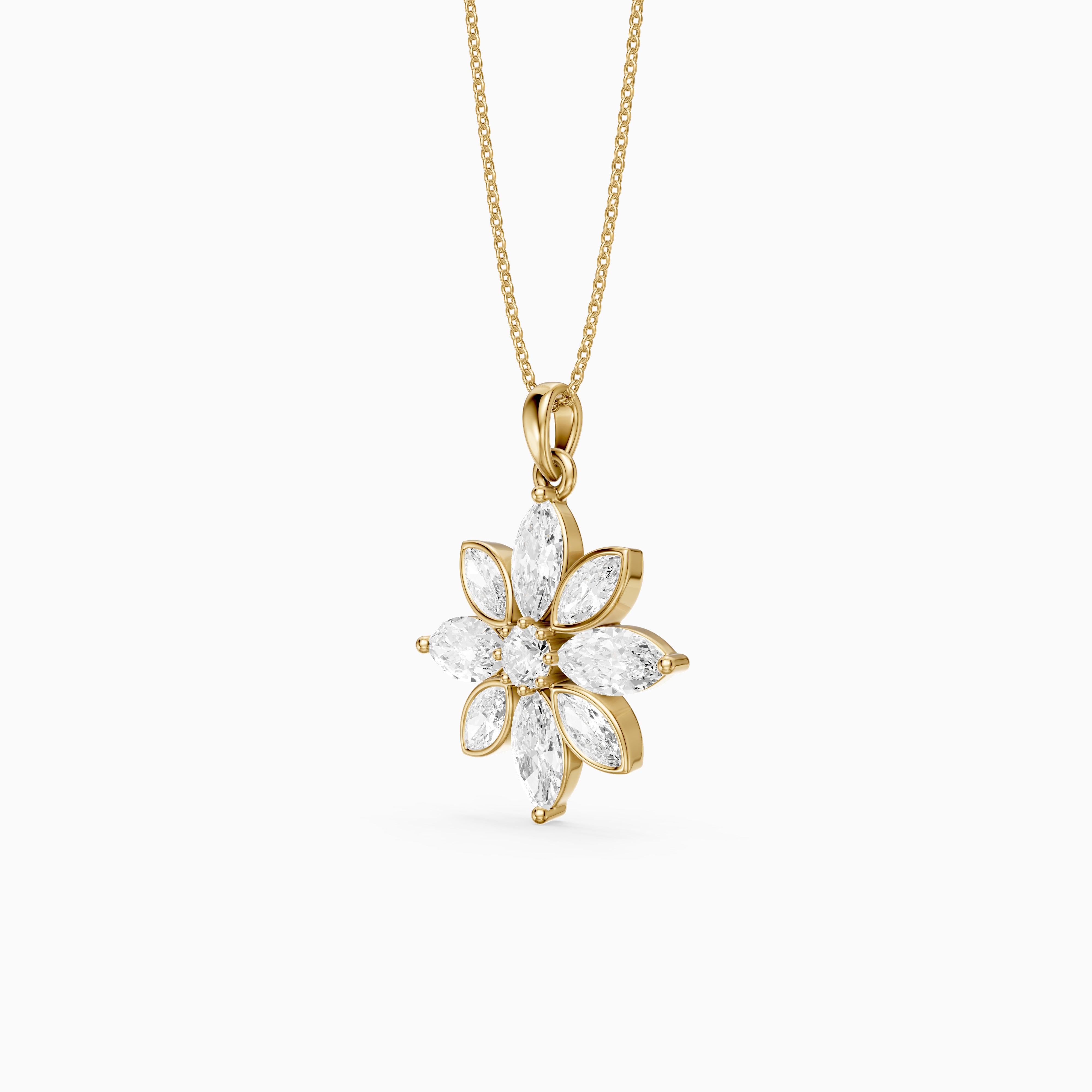 Kira Marquise Cut Lab Grown Diamond Flower Pendant