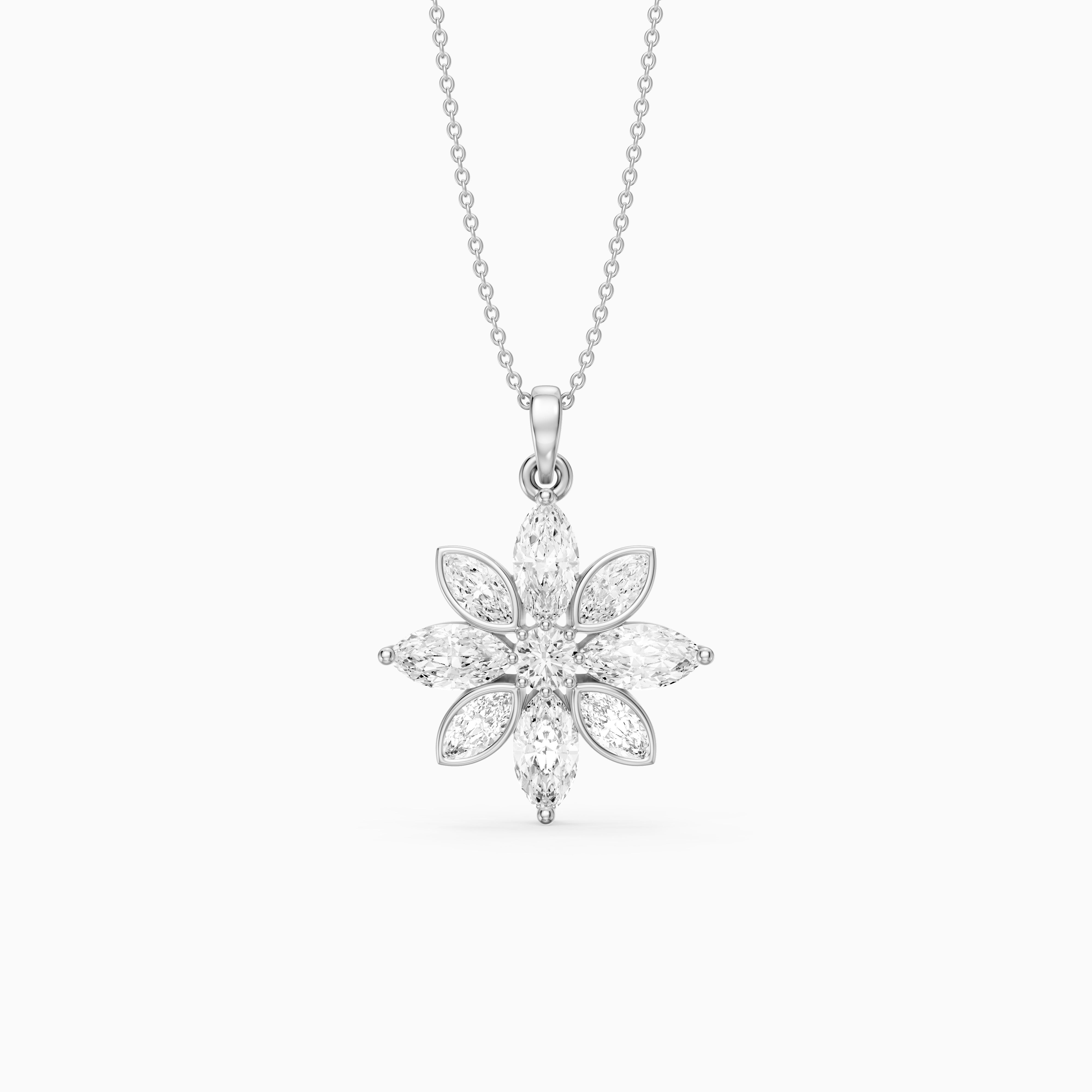 Kira Marquise Cut Lab Grown Diamond Flower Pendant