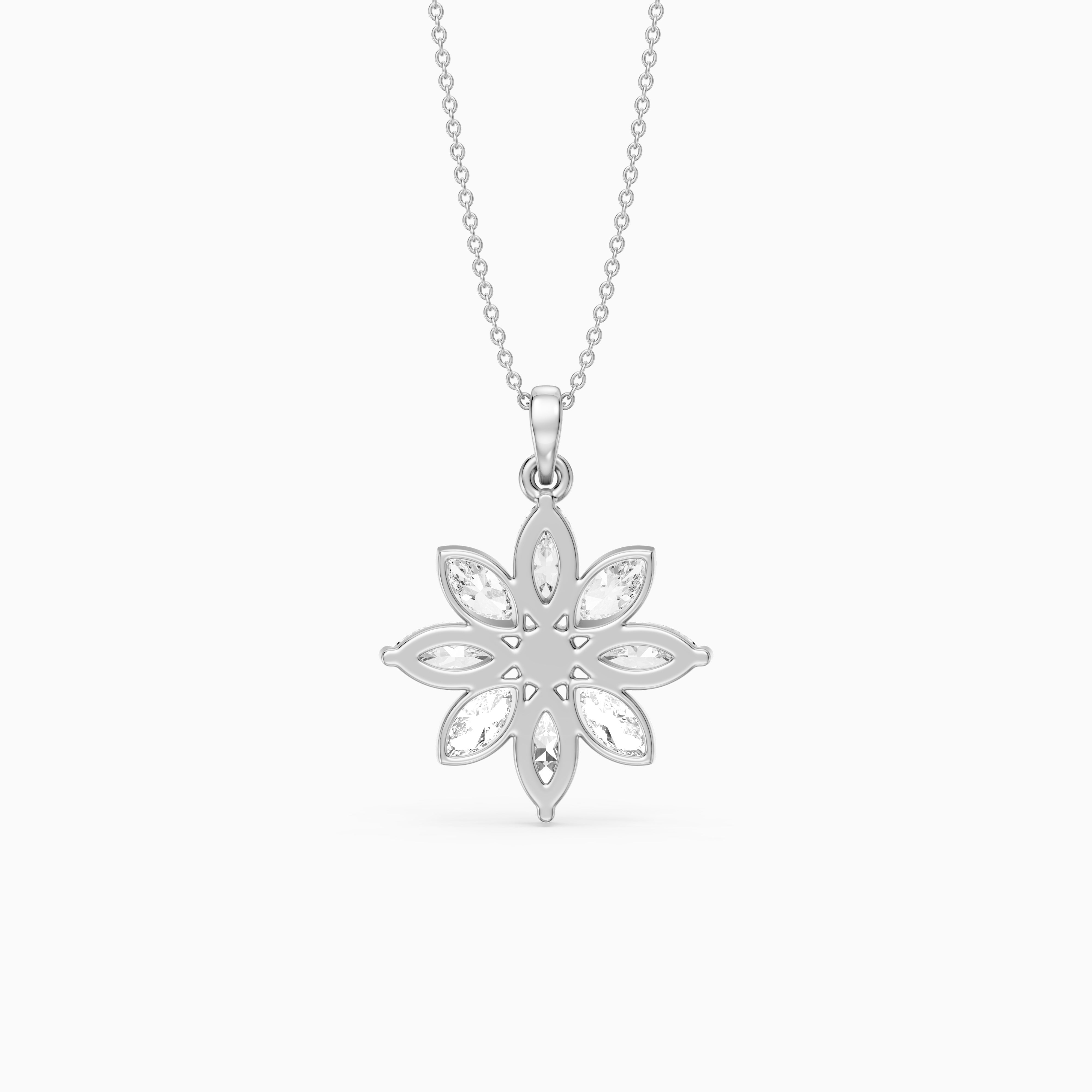 Kira Marquise Cut Lab Grown Diamond Flower Pendant