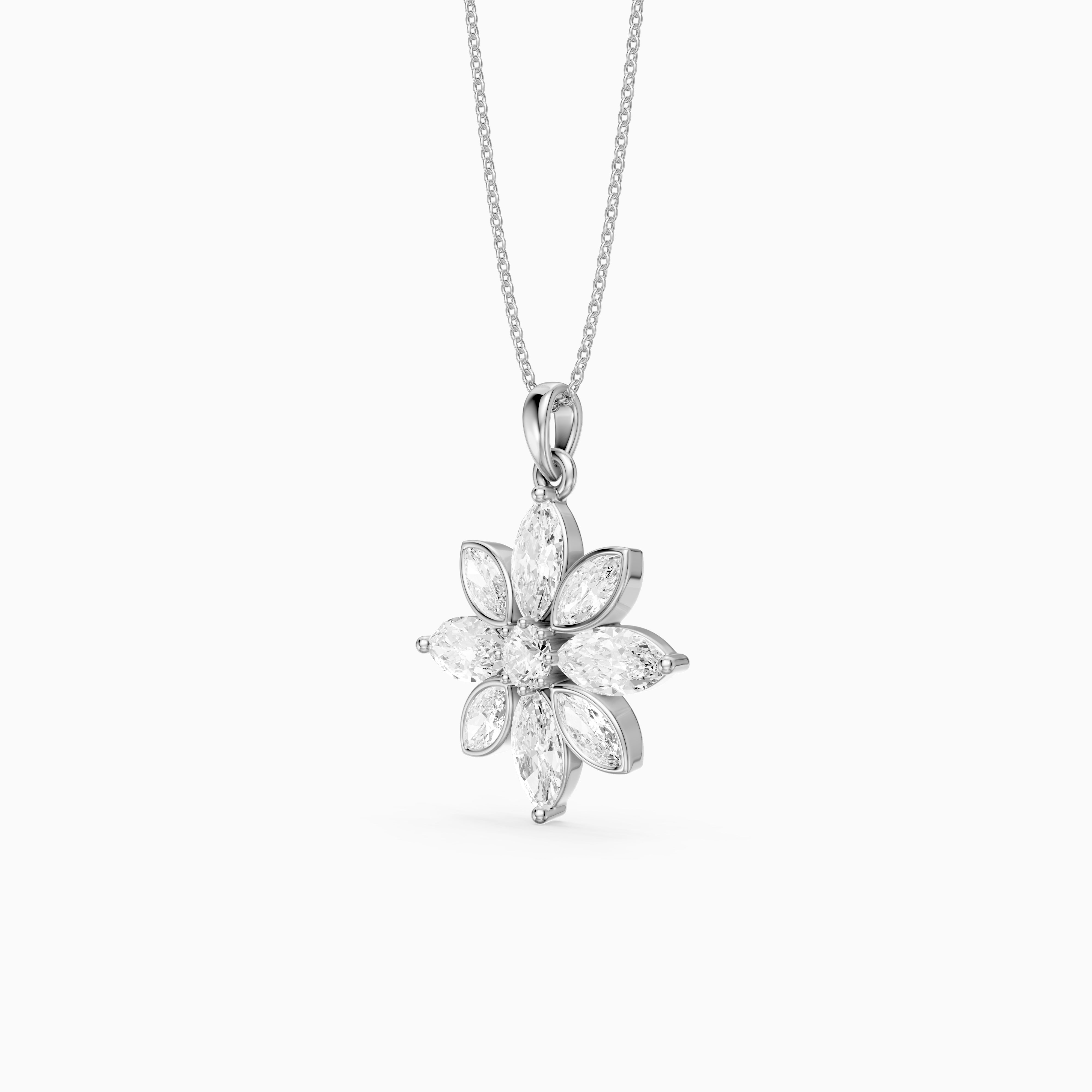 Kira Marquise Cut Lab Grown Diamond Flower Pendant