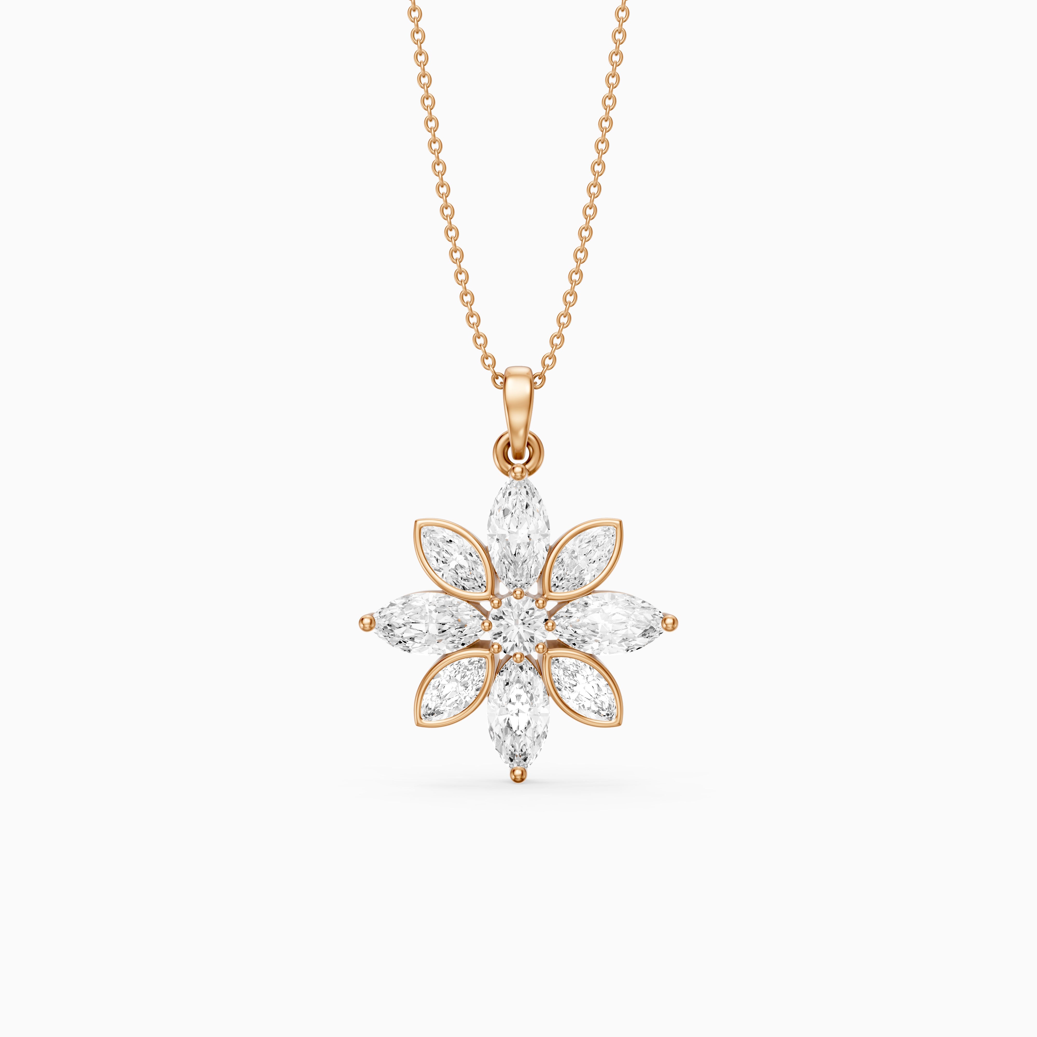 Kira Marquise Cut Lab Grown Diamond Flower Pendant