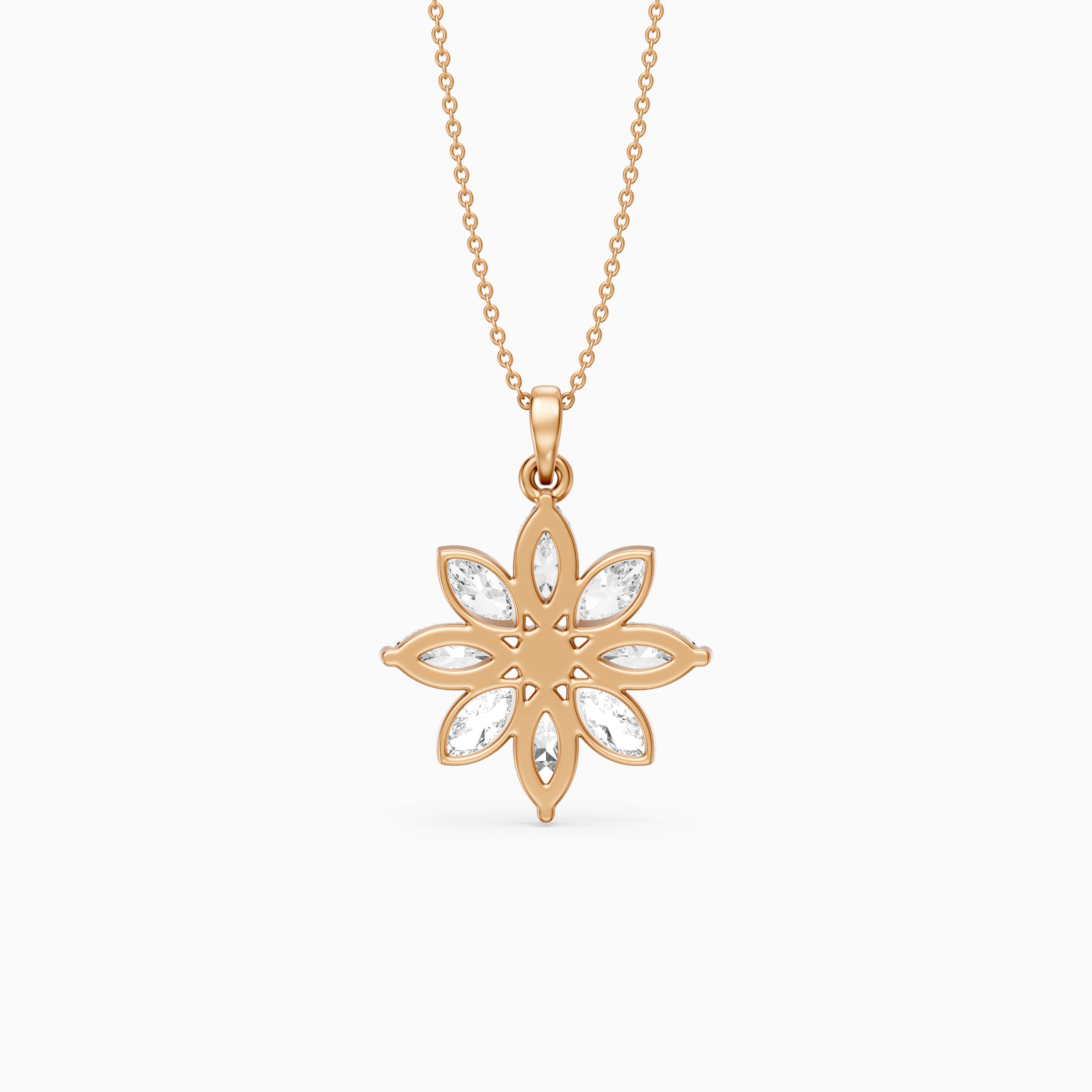 Kira Marquise Cut Lab Grown Diamond Flower Pendant