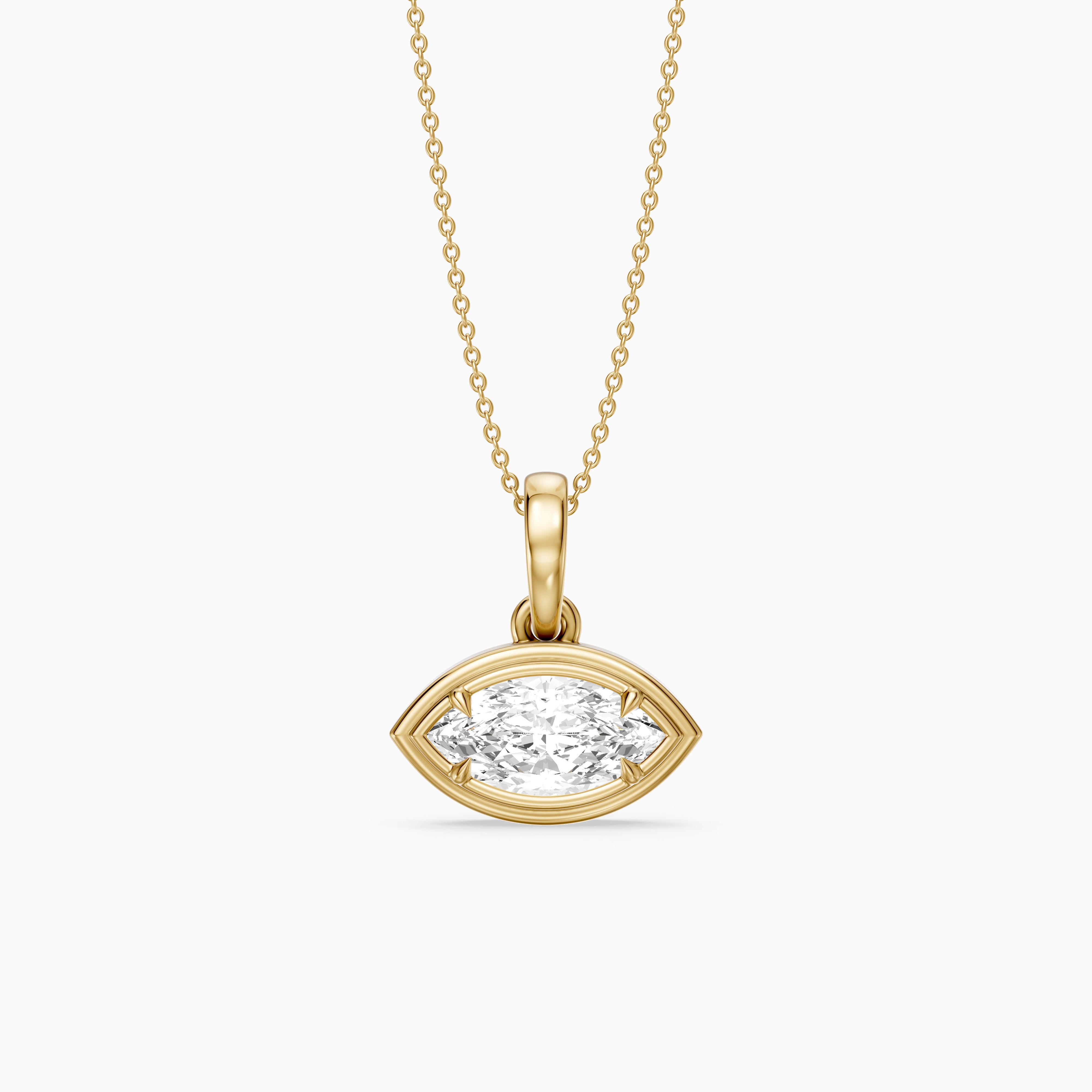 Liana East West Marquise Lab Grown Diamond Bezel Pendant