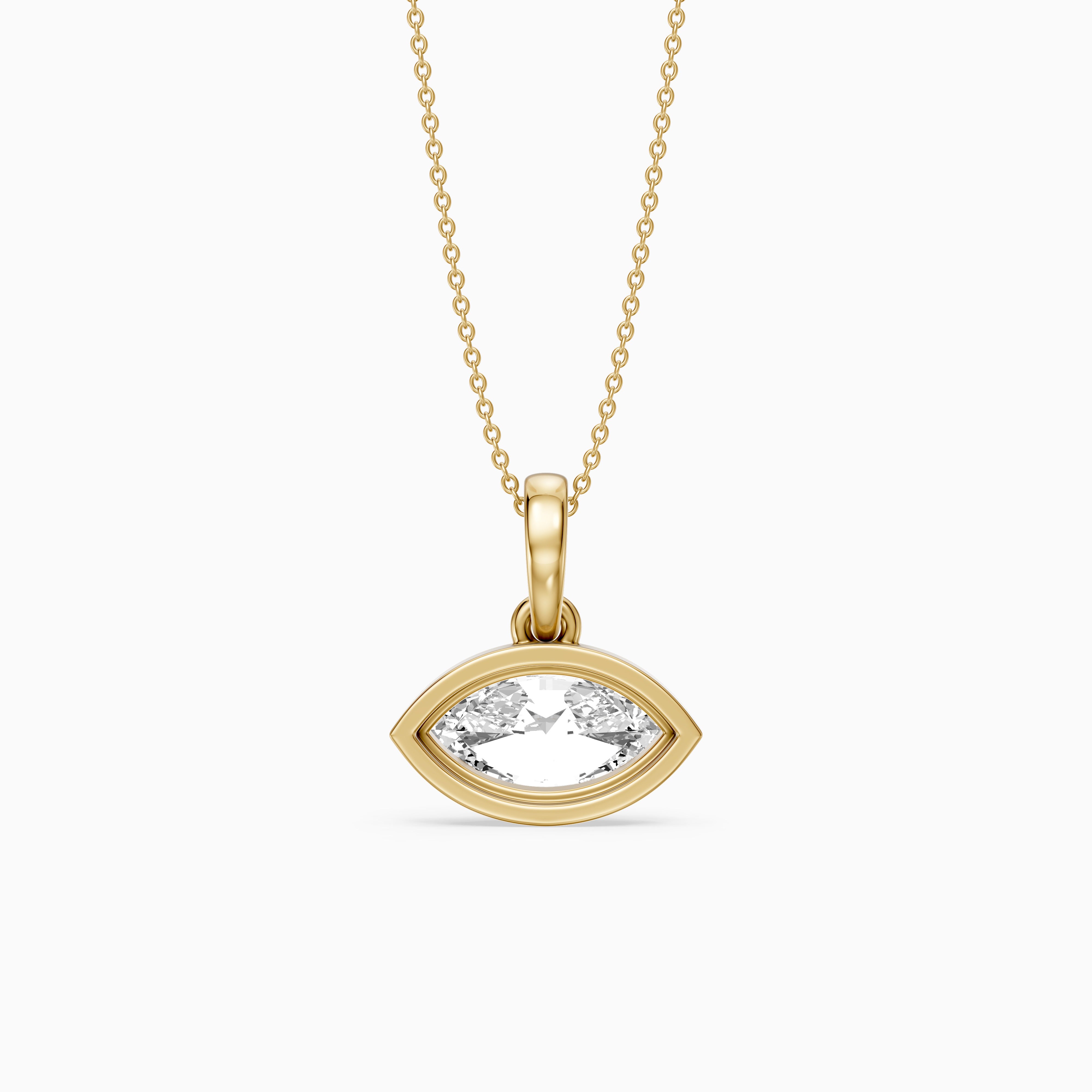 Liana East West Marquise Lab Grown Diamond Bezel Pendant