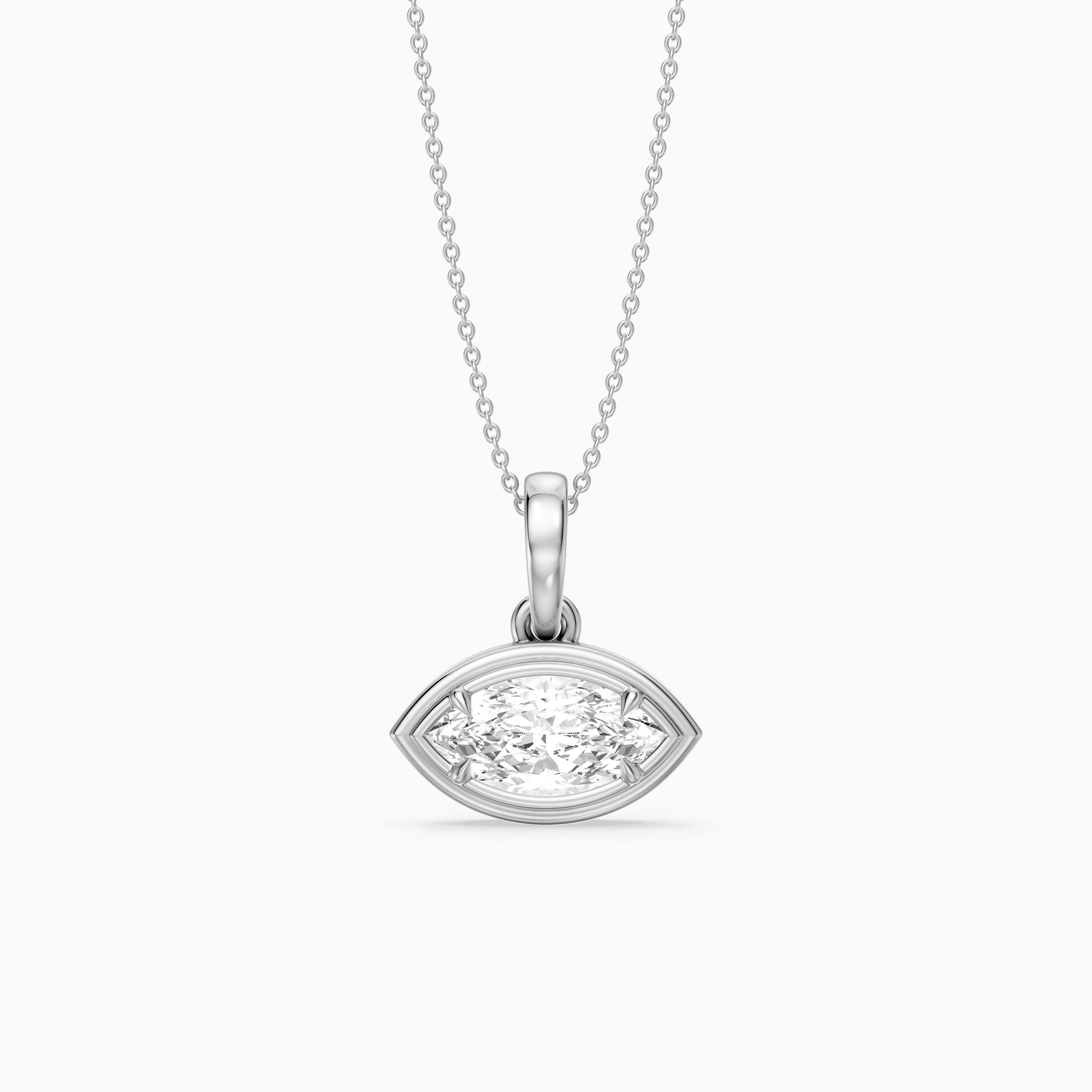 Liana East West Marquise Lab Grown Diamond Bezel Pendant