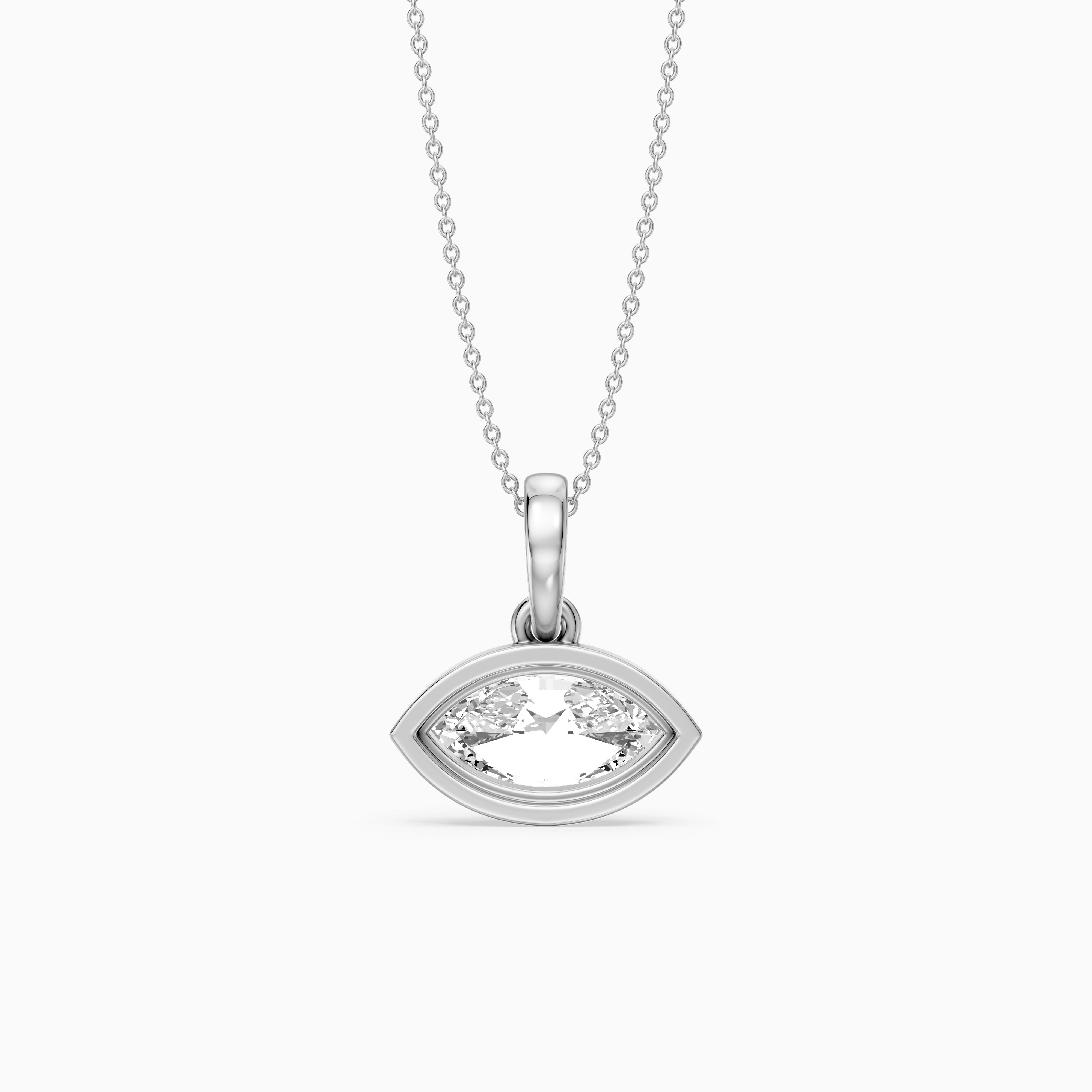 Liana East West Marquise Lab Grown Diamond Bezel Pendant