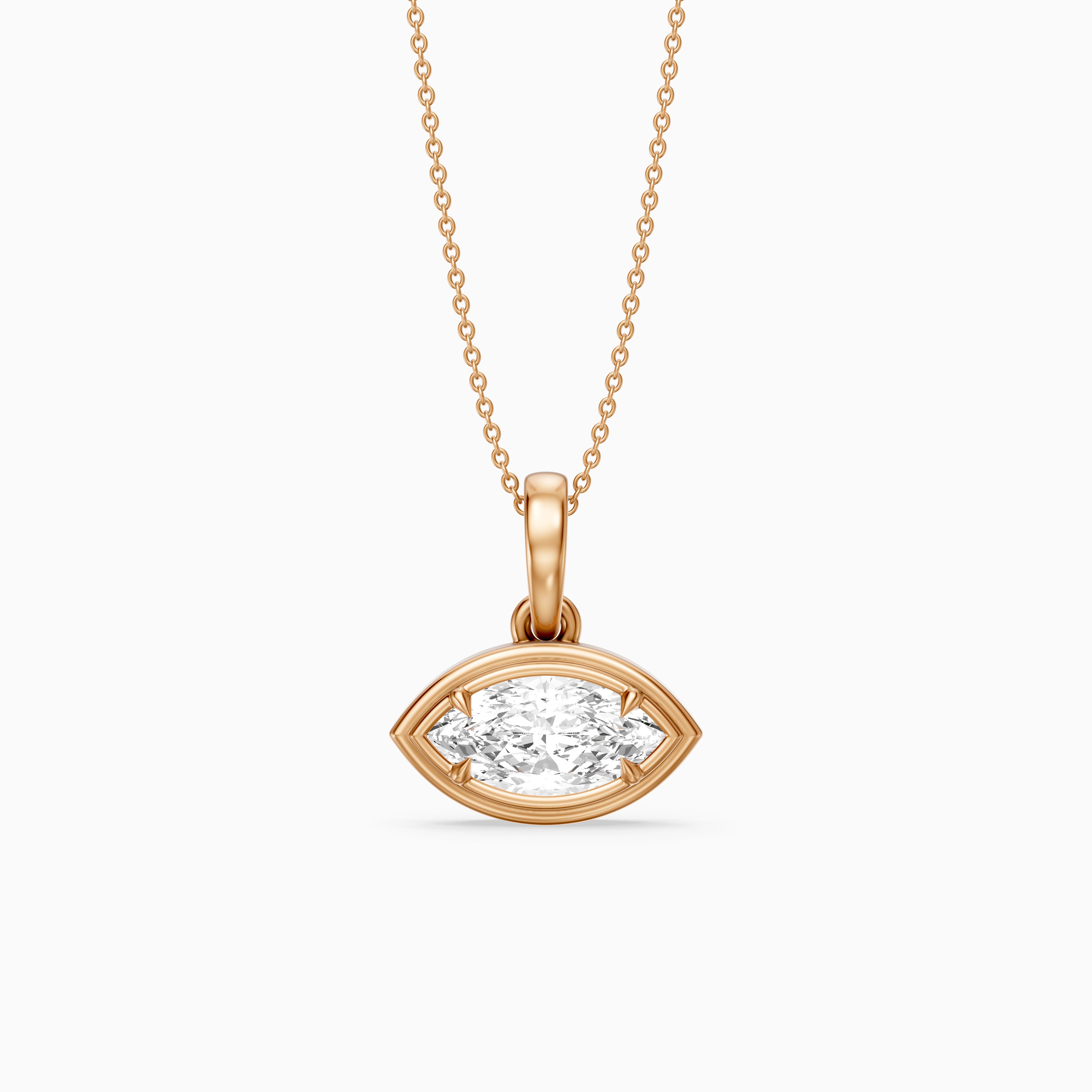 Liana East West Marquise Lab Grown Diamond Bezel Pendant