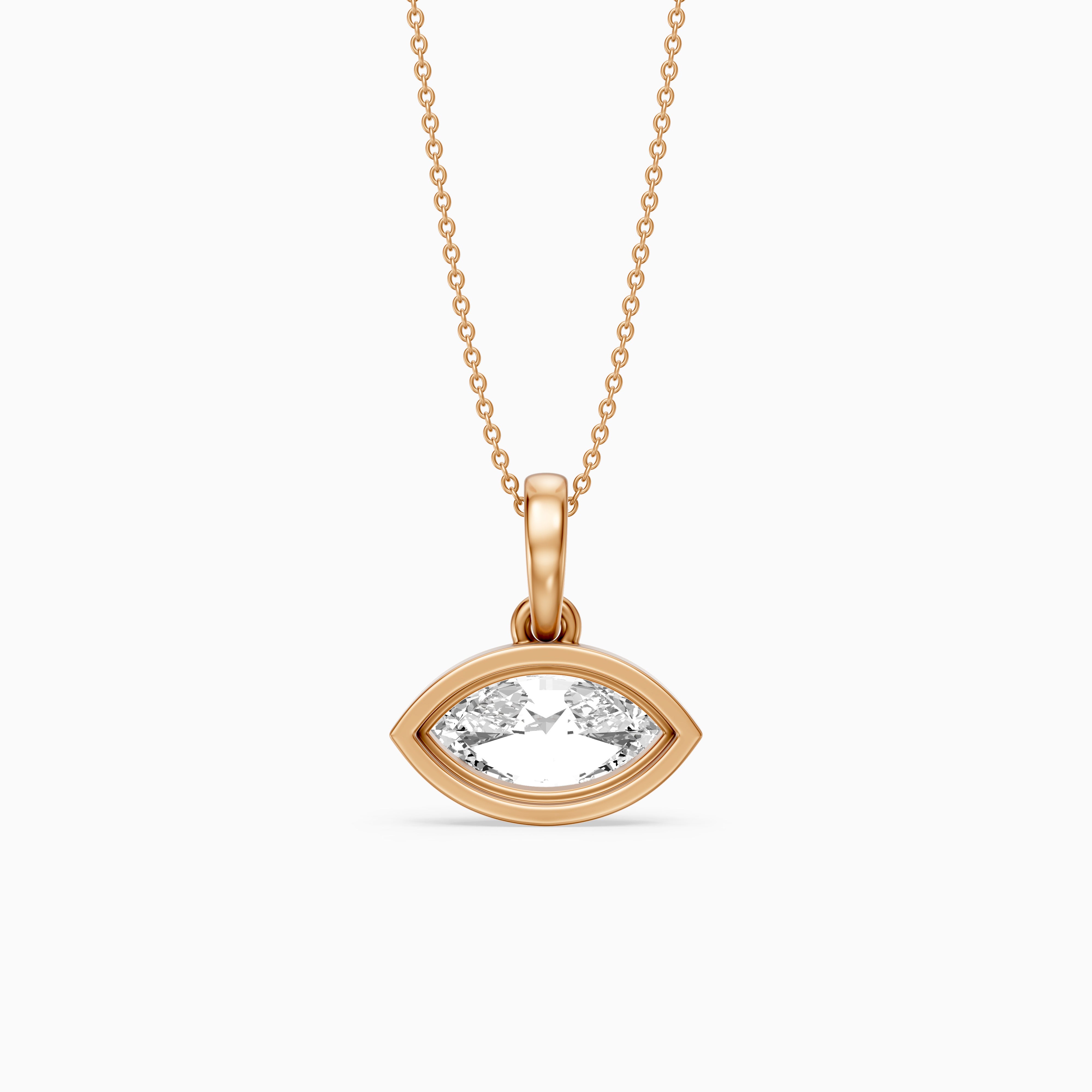 Liana East West Marquise Lab Grown Diamond Bezel Pendant
