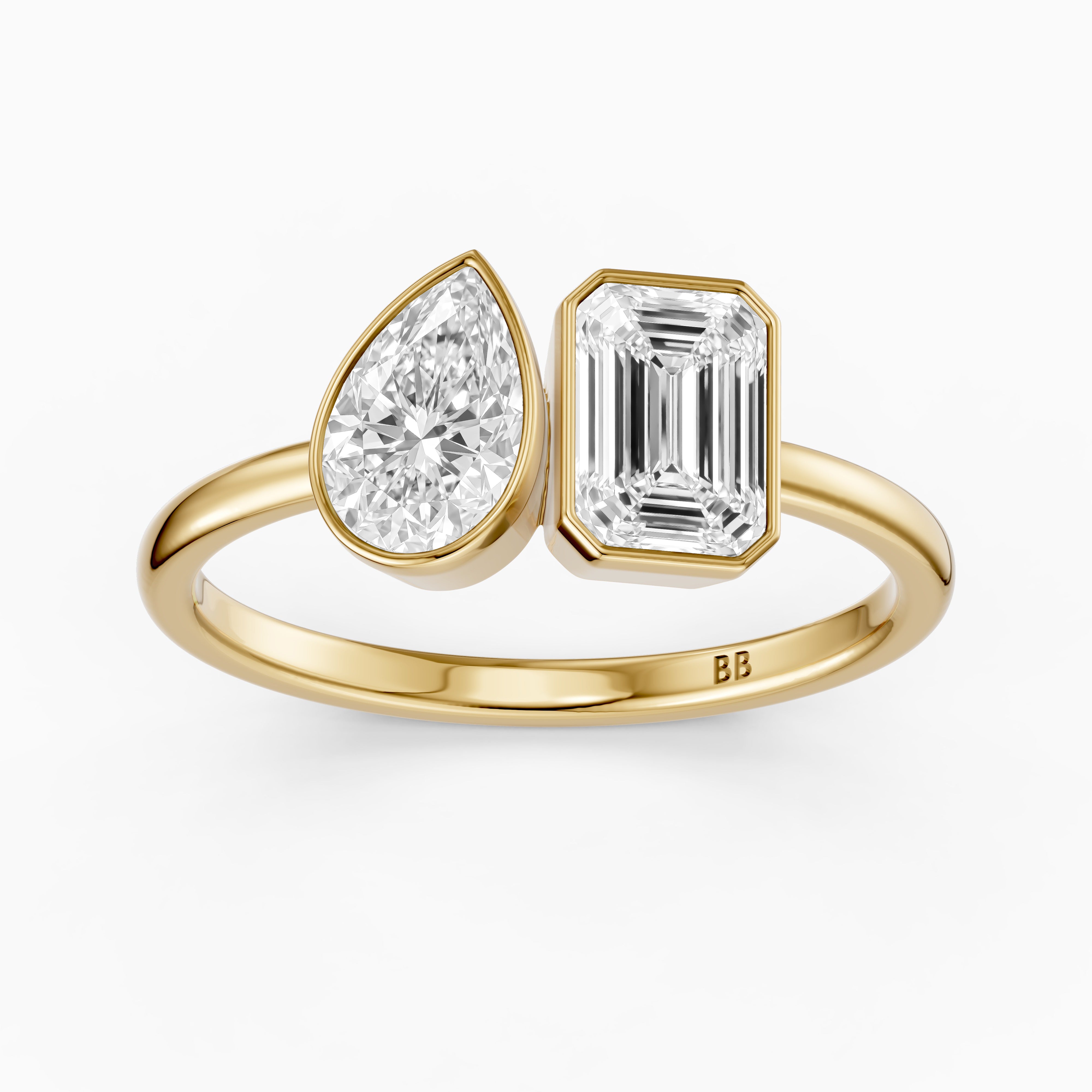 Cierra Toi Et Moi Bezel Diamond Ring With Pear and Emerald Two Stone Lab Grown Diamond