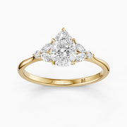 Liora Pear Cut Lab Grown Diamond Ring with Marquise Side Stone Cluster