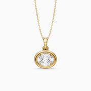 Londyn Oval Cut Lab Grown Diamond Bezel with Prong Pendant