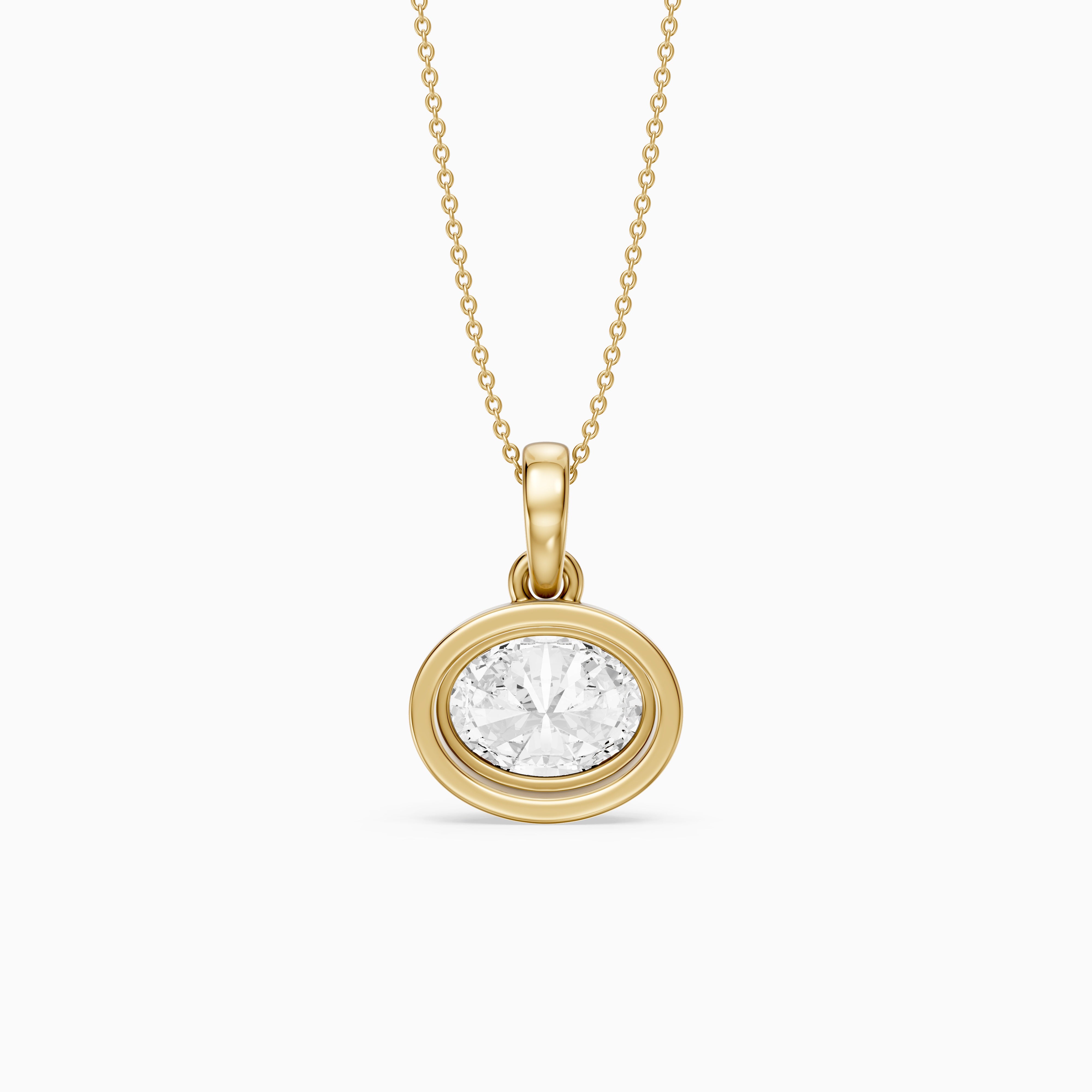 Londyn Oval Cut Lab Grown Diamond Bezel with Prong Pendant
