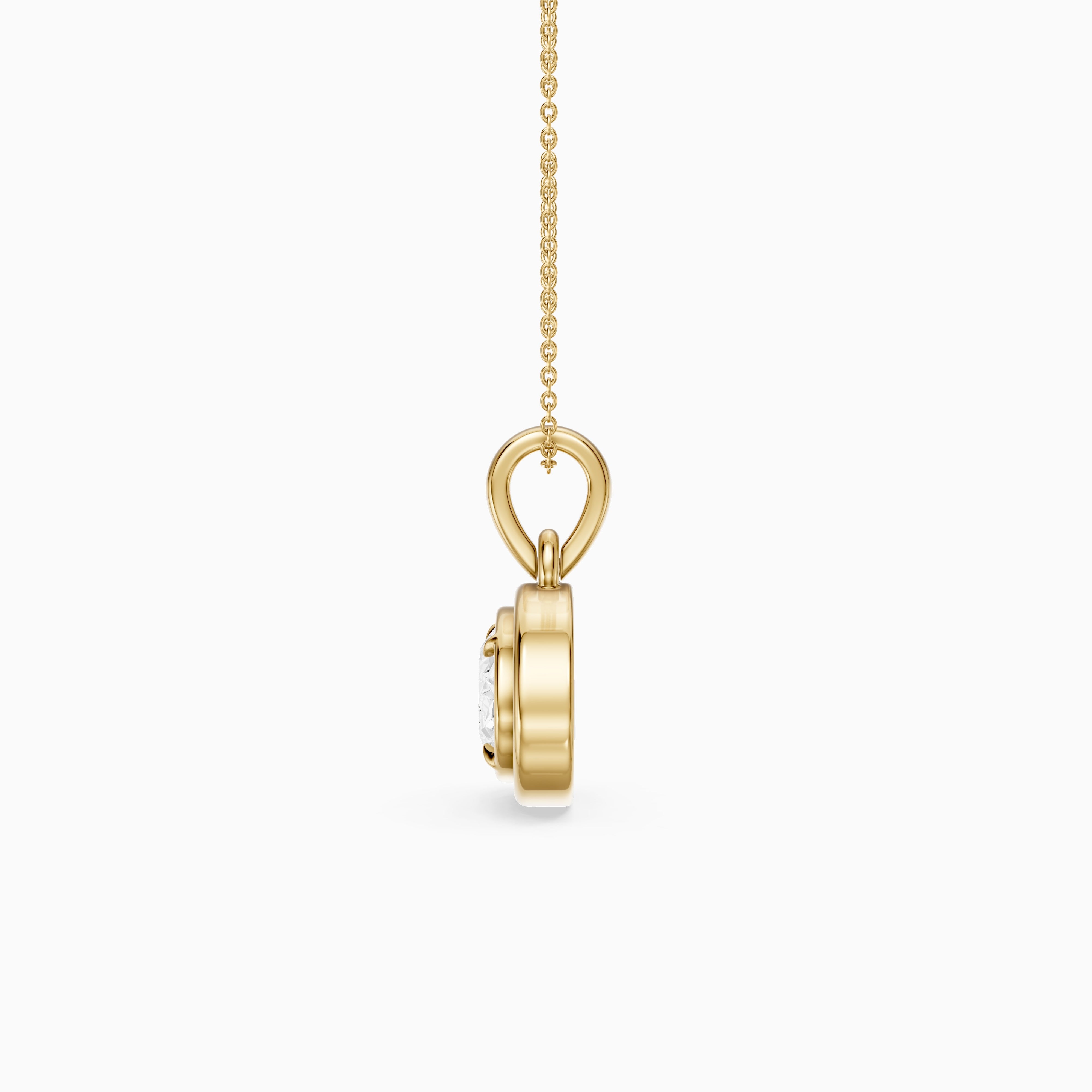 Londyn Oval Cut Lab Grown Diamond Bezel with Prong Pendant