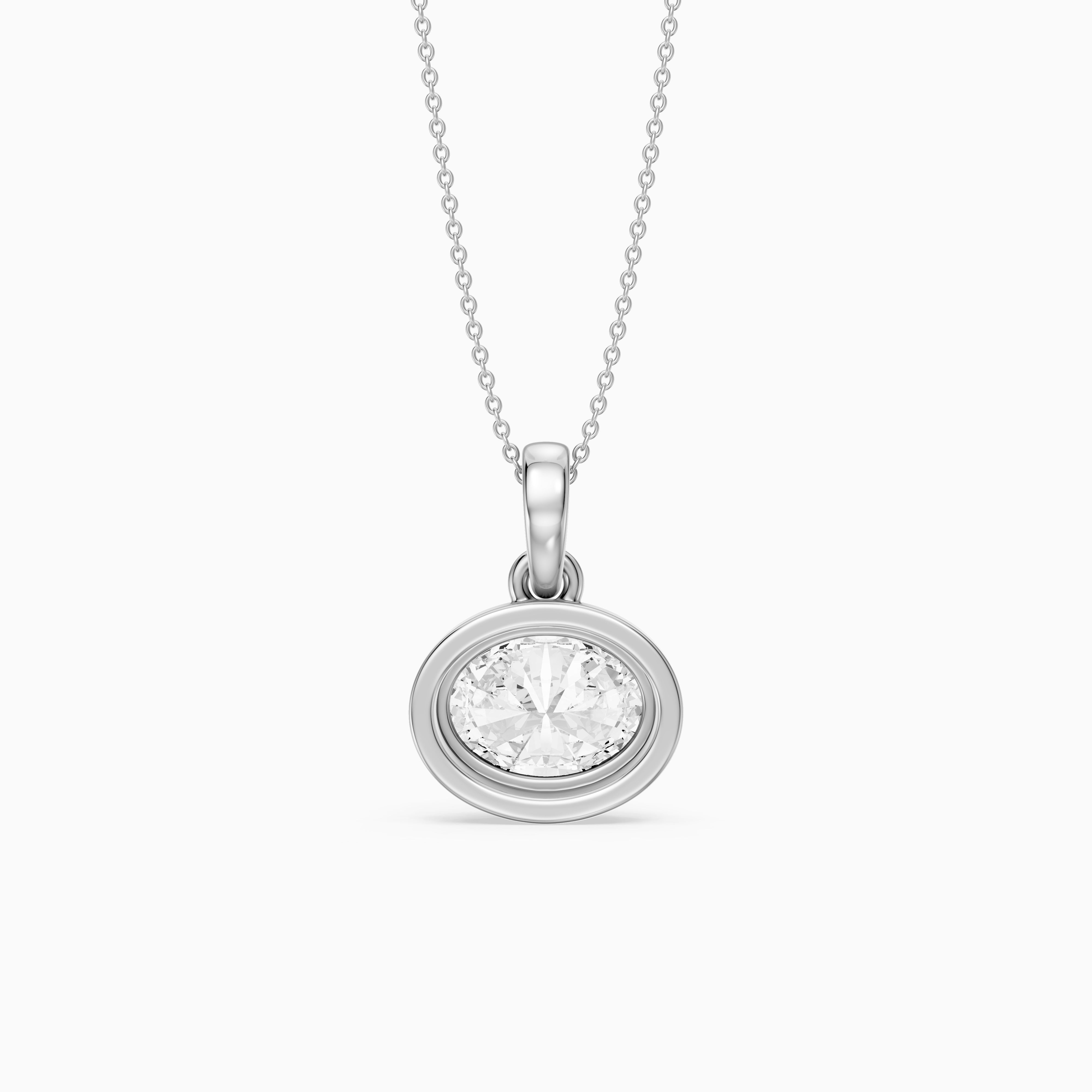 Londyn Oval Cut Lab Grown Diamond Bezel with Prong Pendant