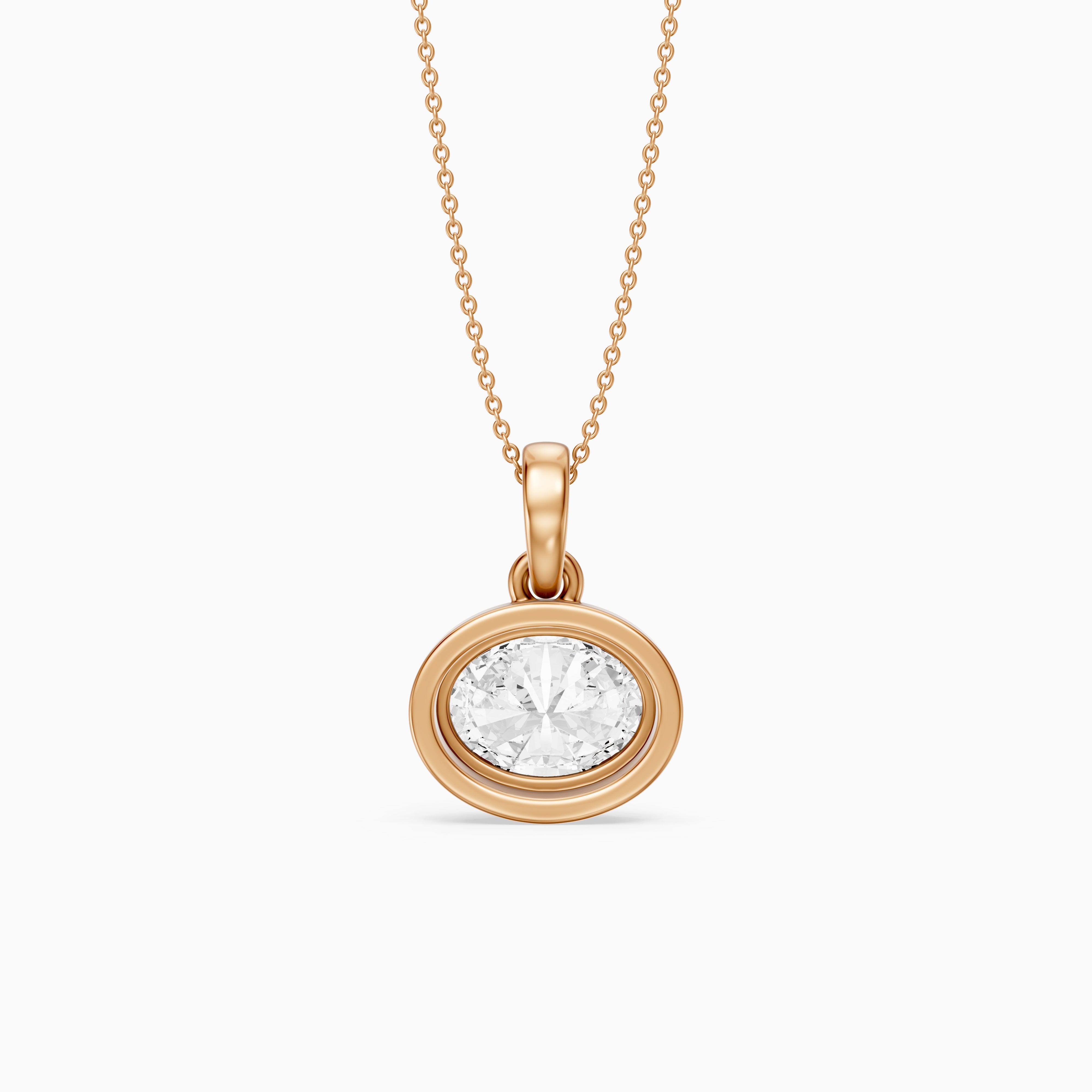 Londyn Oval Cut Lab Grown Diamond Bezel with Prong Pendant