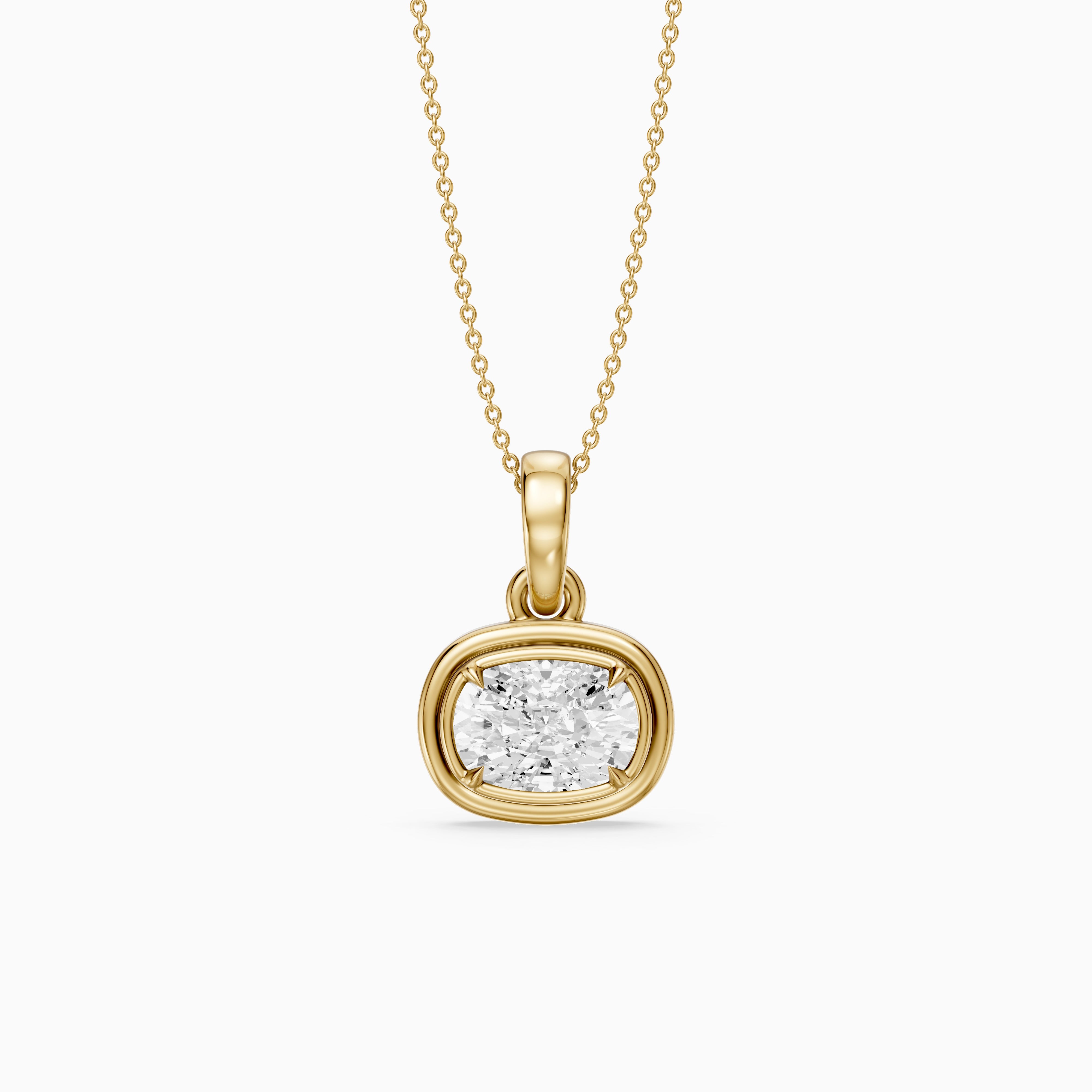 Carmen East West Elongated Cushion Cut Lab Grown Diamond Bezel Pendant